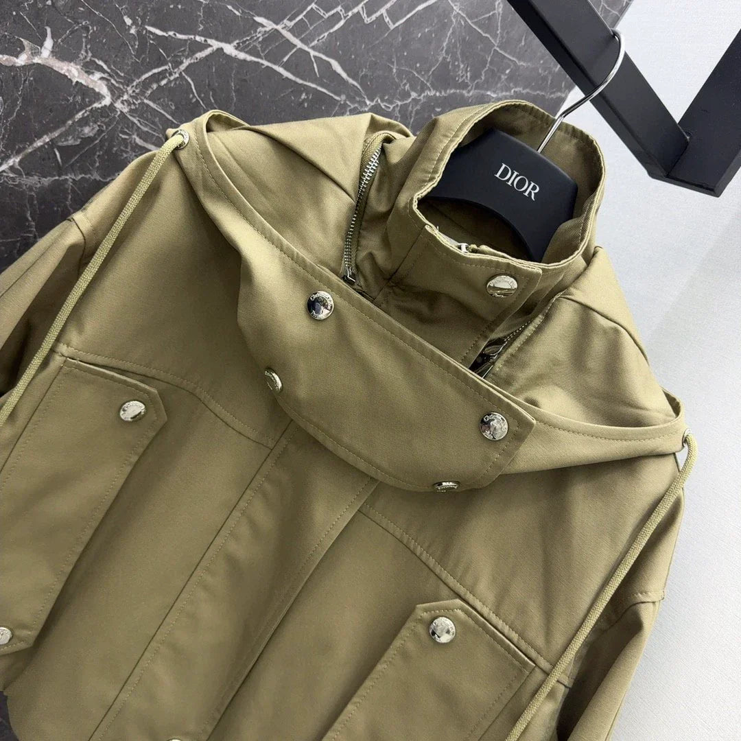 25 New classic hooded short windbreaker