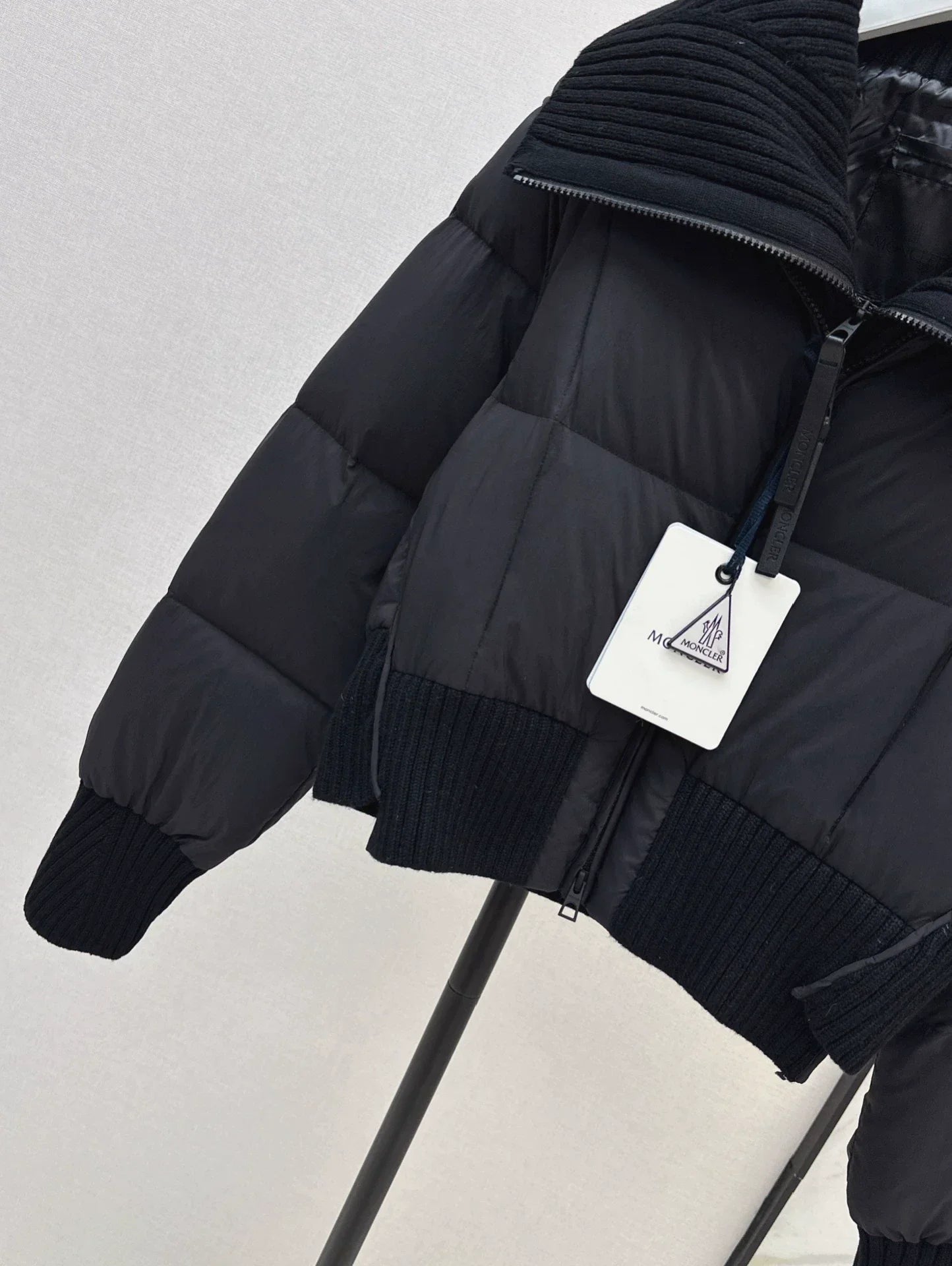 25 Knitted patchwork large collar jacket down jacket