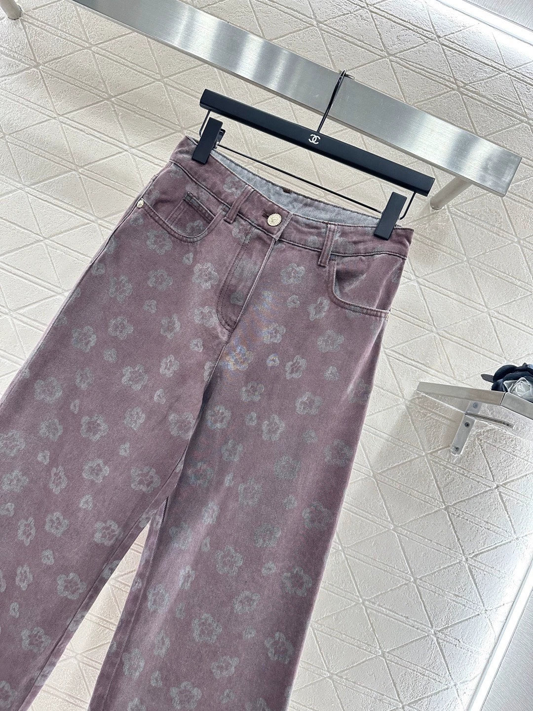 25fw Straight laser denim pants