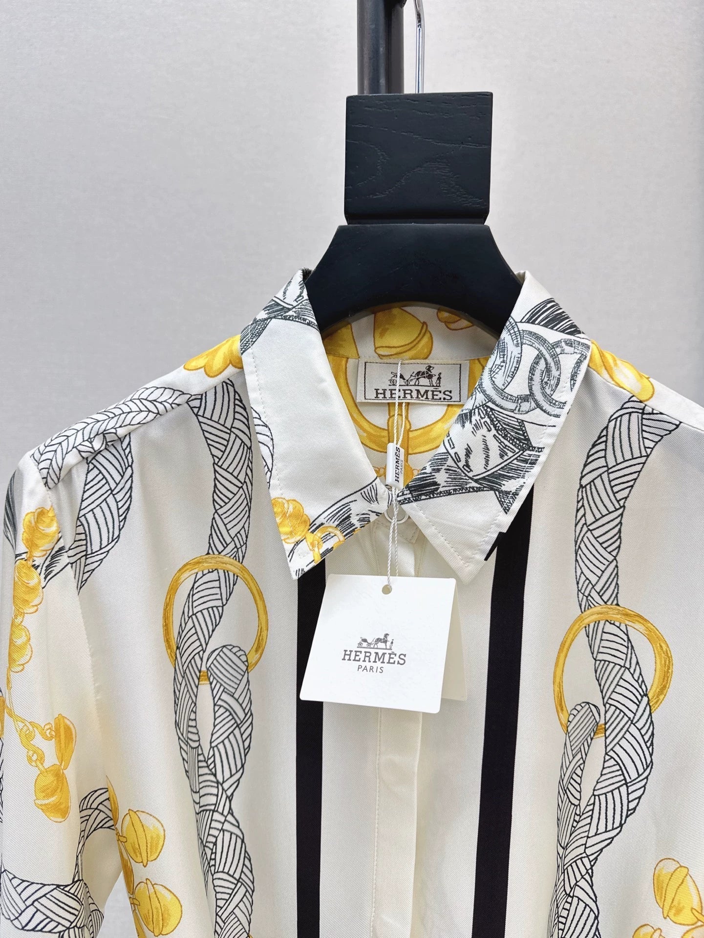25fw Pattern positioning printed shirt collar dress