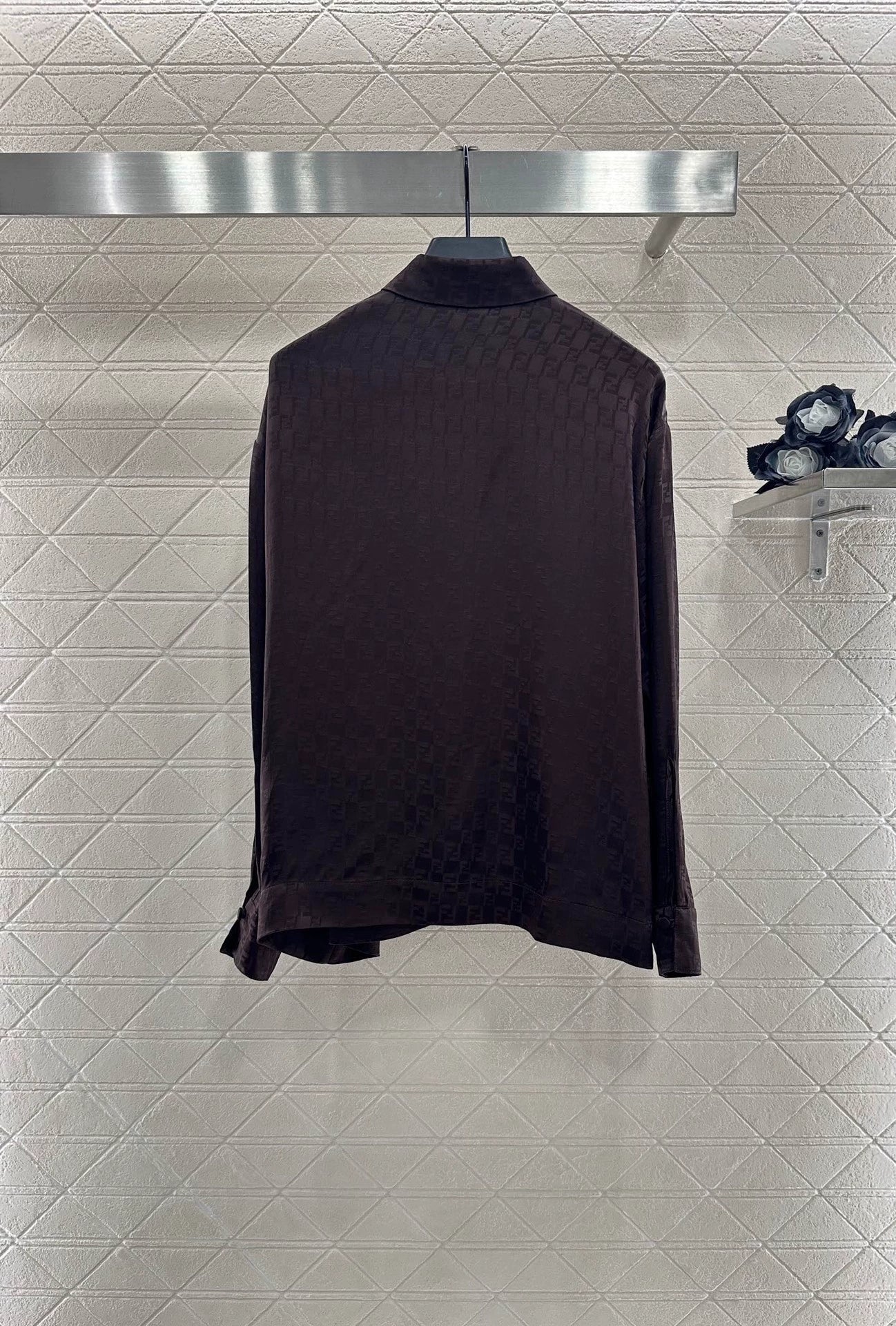 25 Jacquard Cross Collar Shirt Half Skirt Set