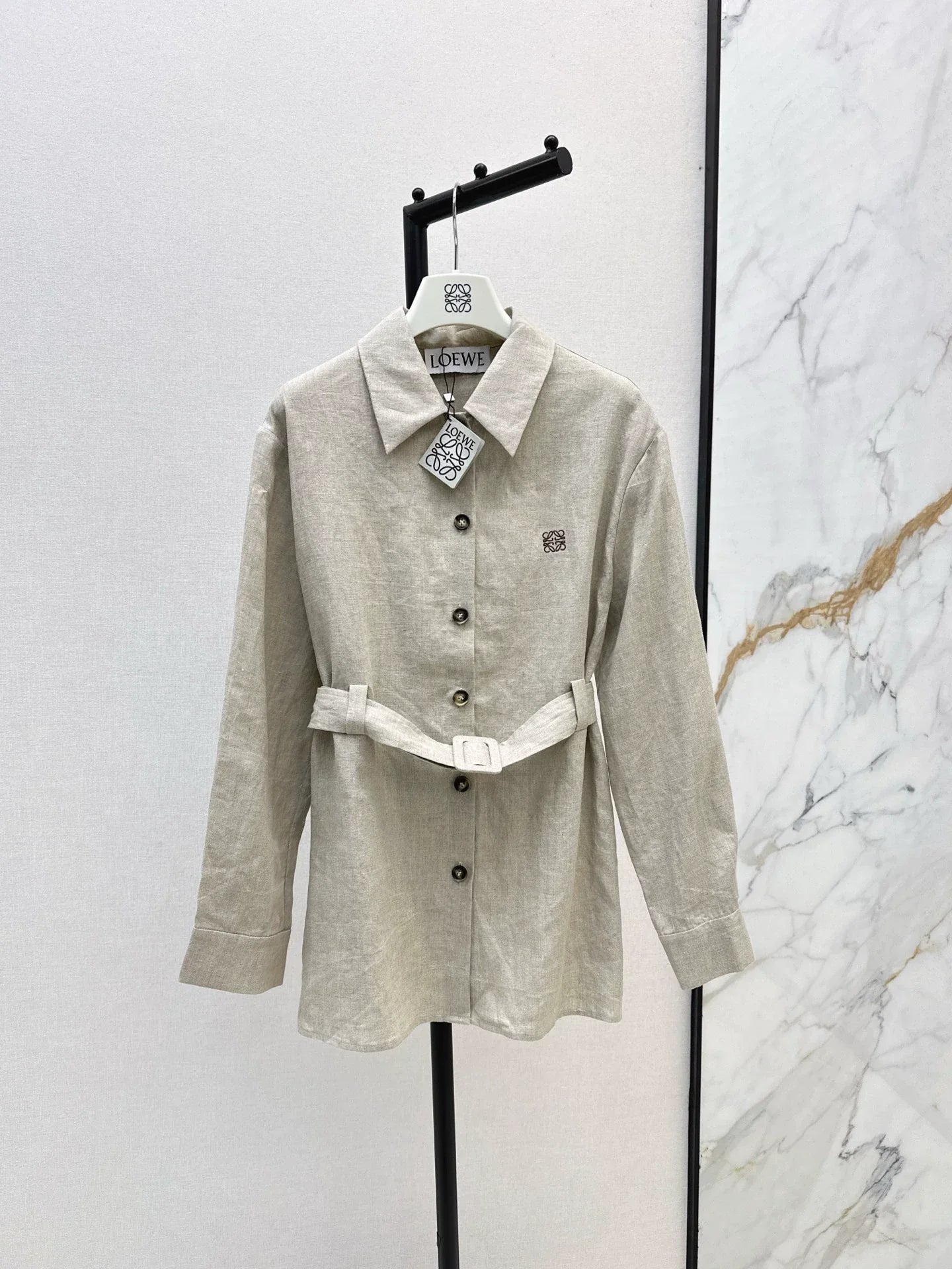 25fw Belt decoration silhouette shirt