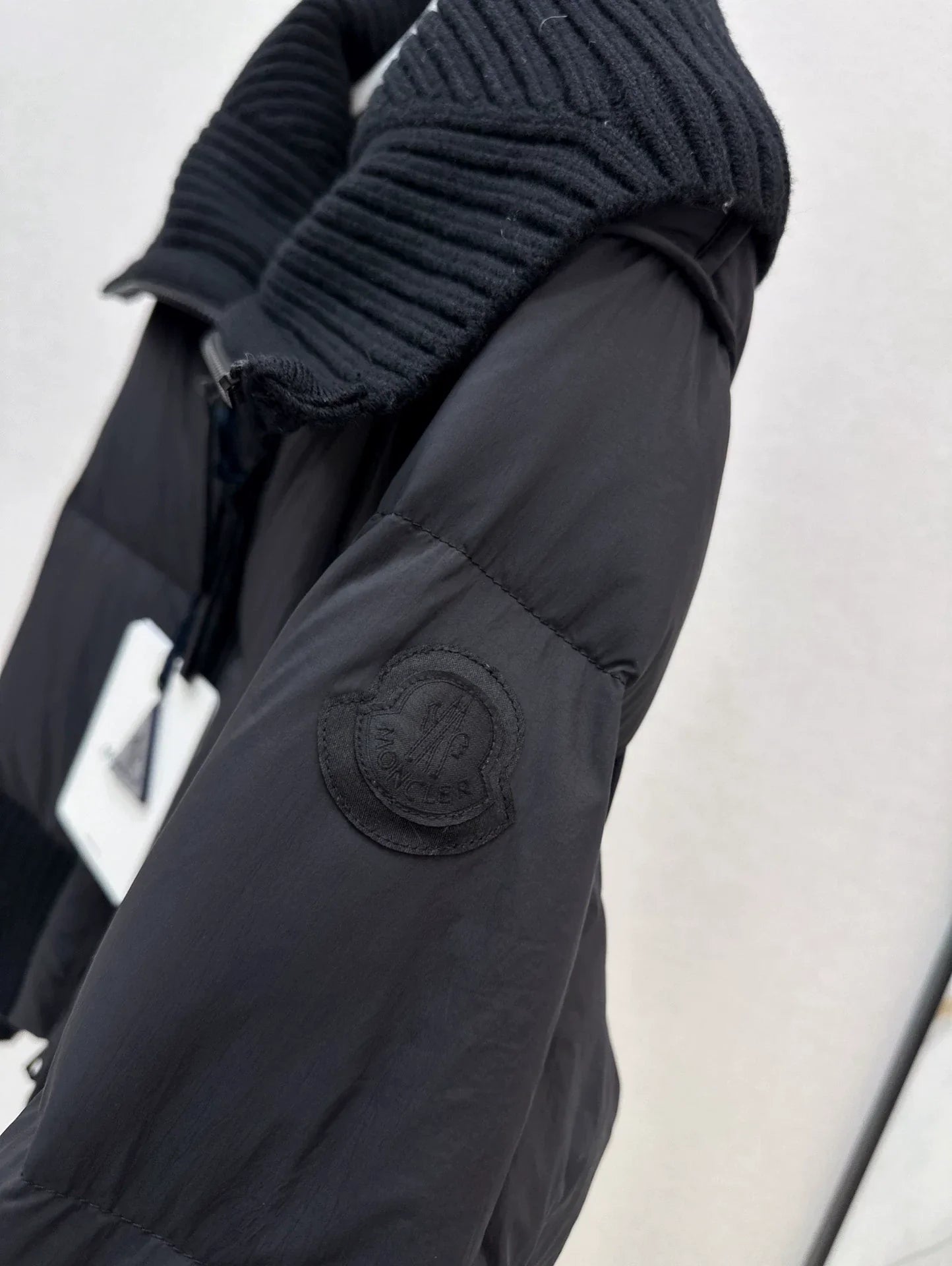 25 Knitted patchwork large collar jacket down jacket