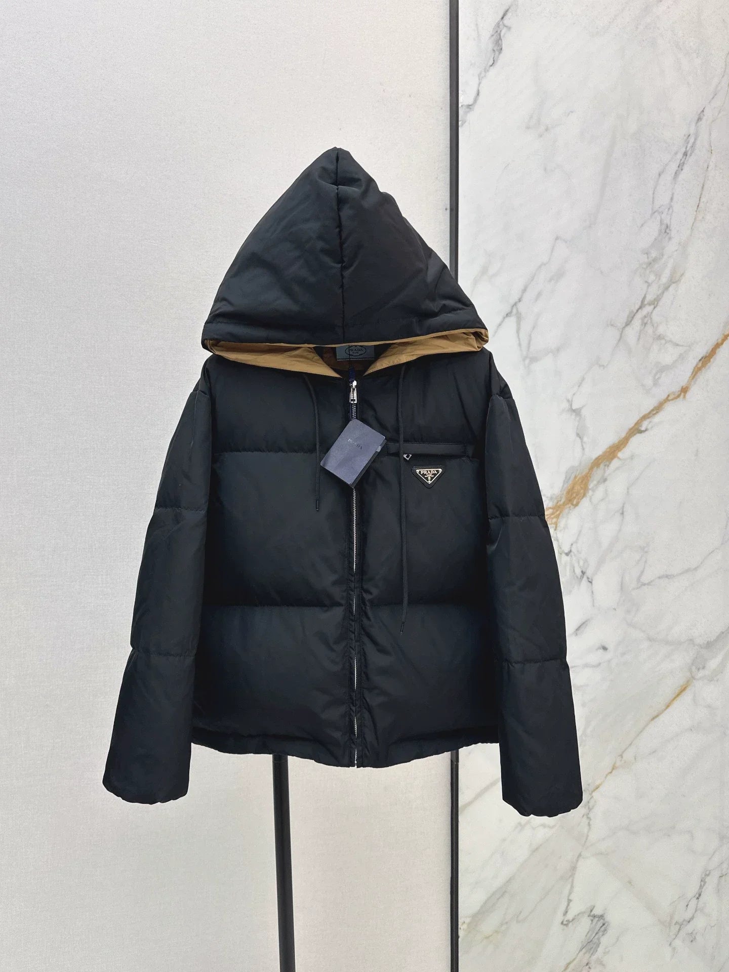25fw Triangular decoration hooded down jacket