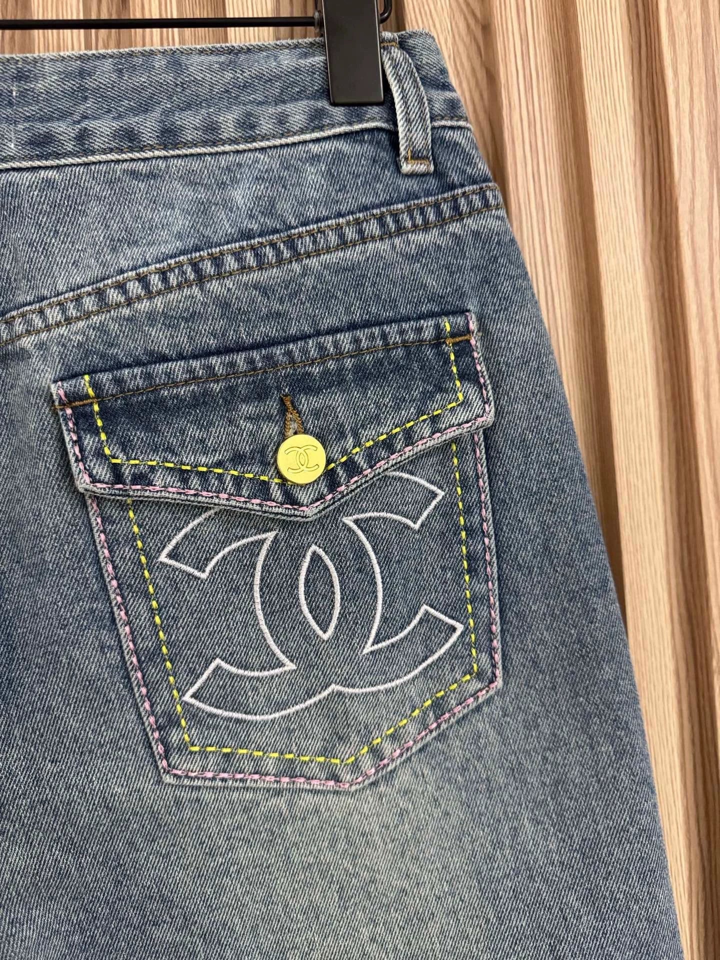 25fw Printed high waisted jeans