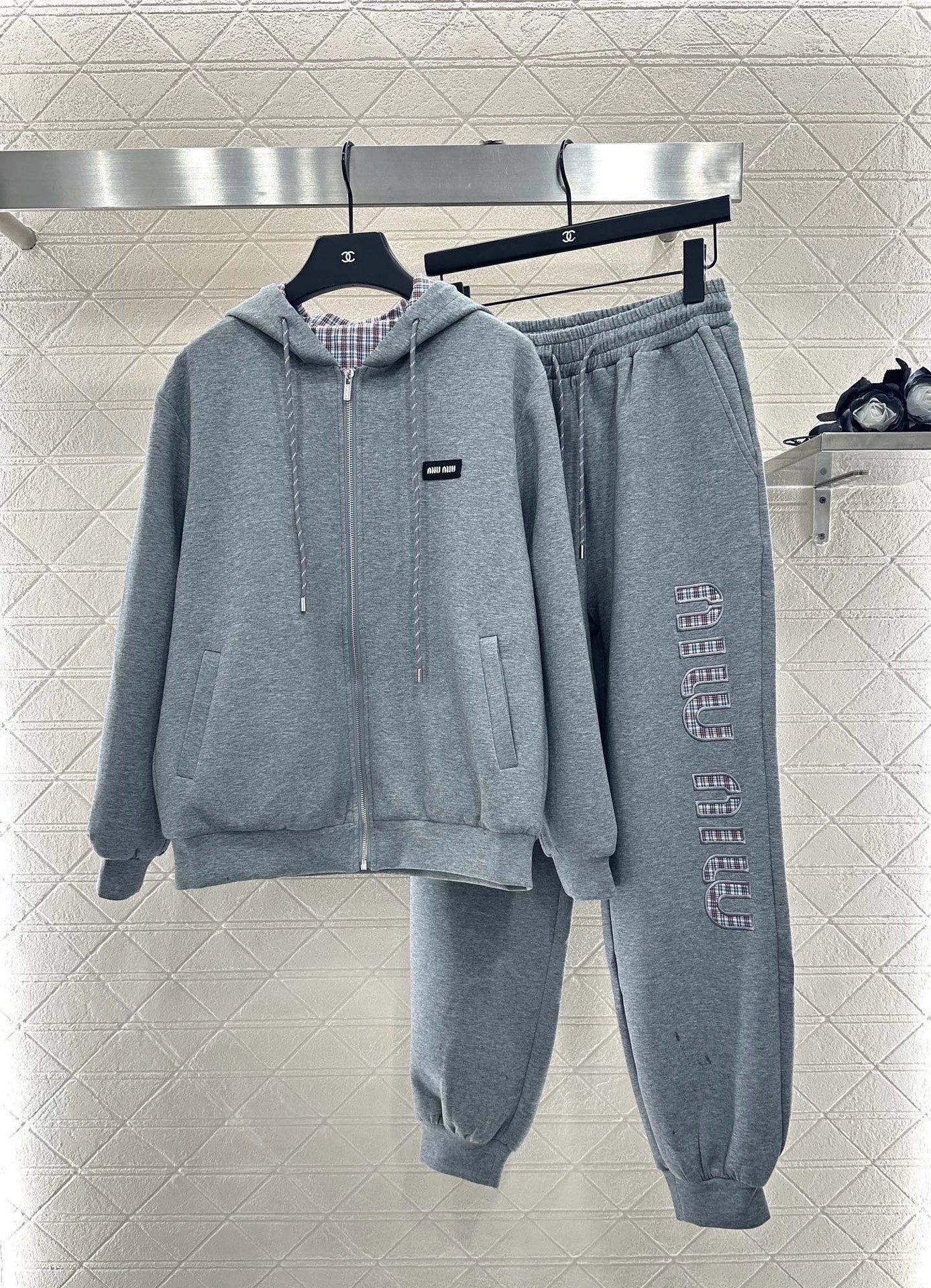 25 Double sided hooded jacket+long pants pure cotton set