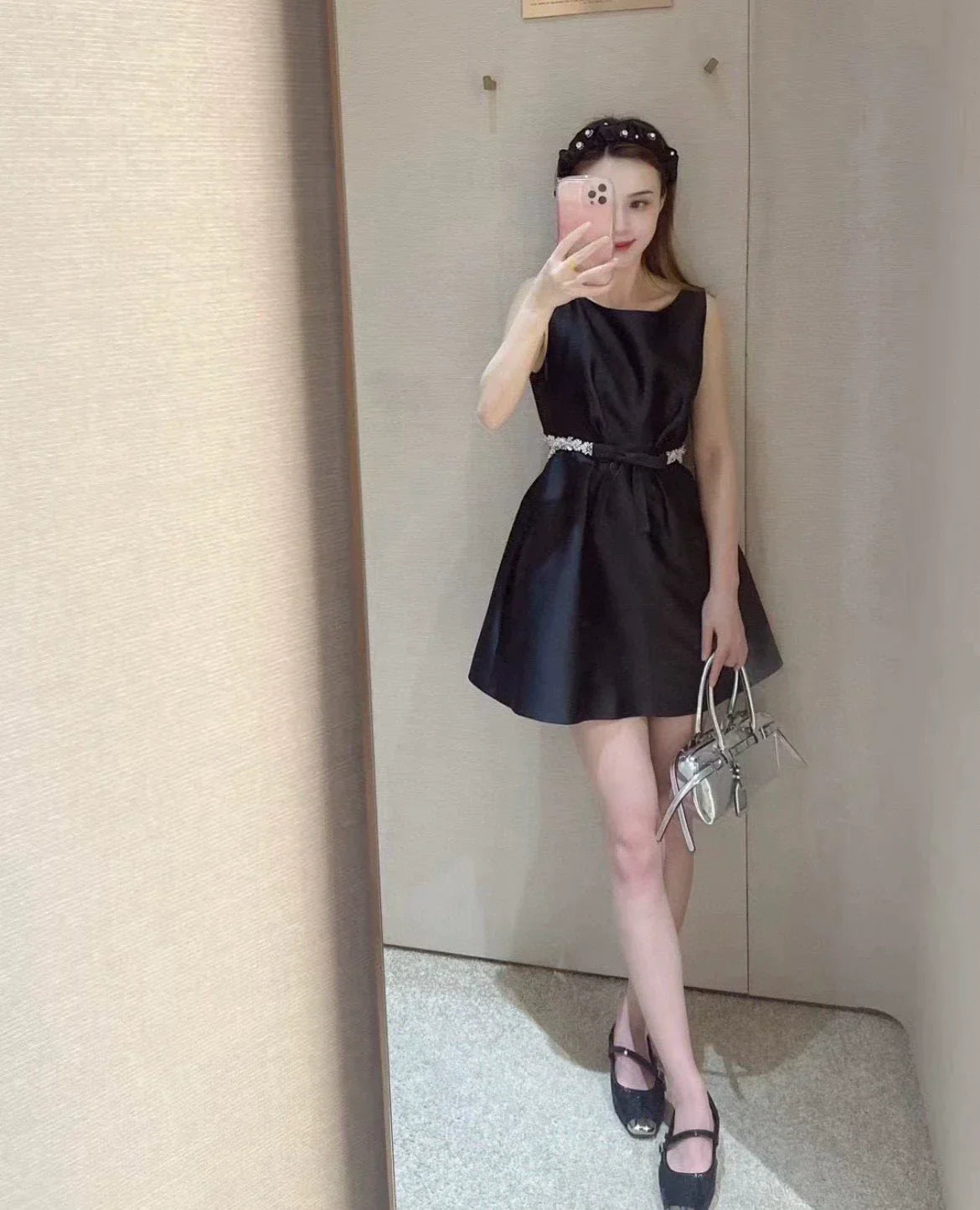 25fw Sequined sleeveless dress