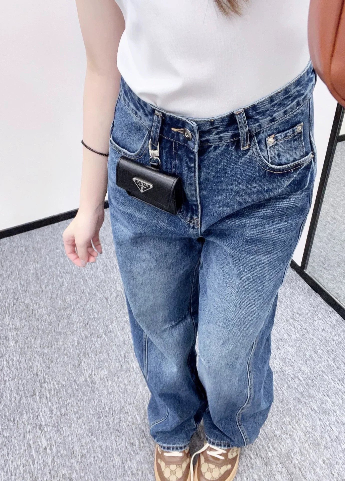 25fw Waist waist curved knife denim pants