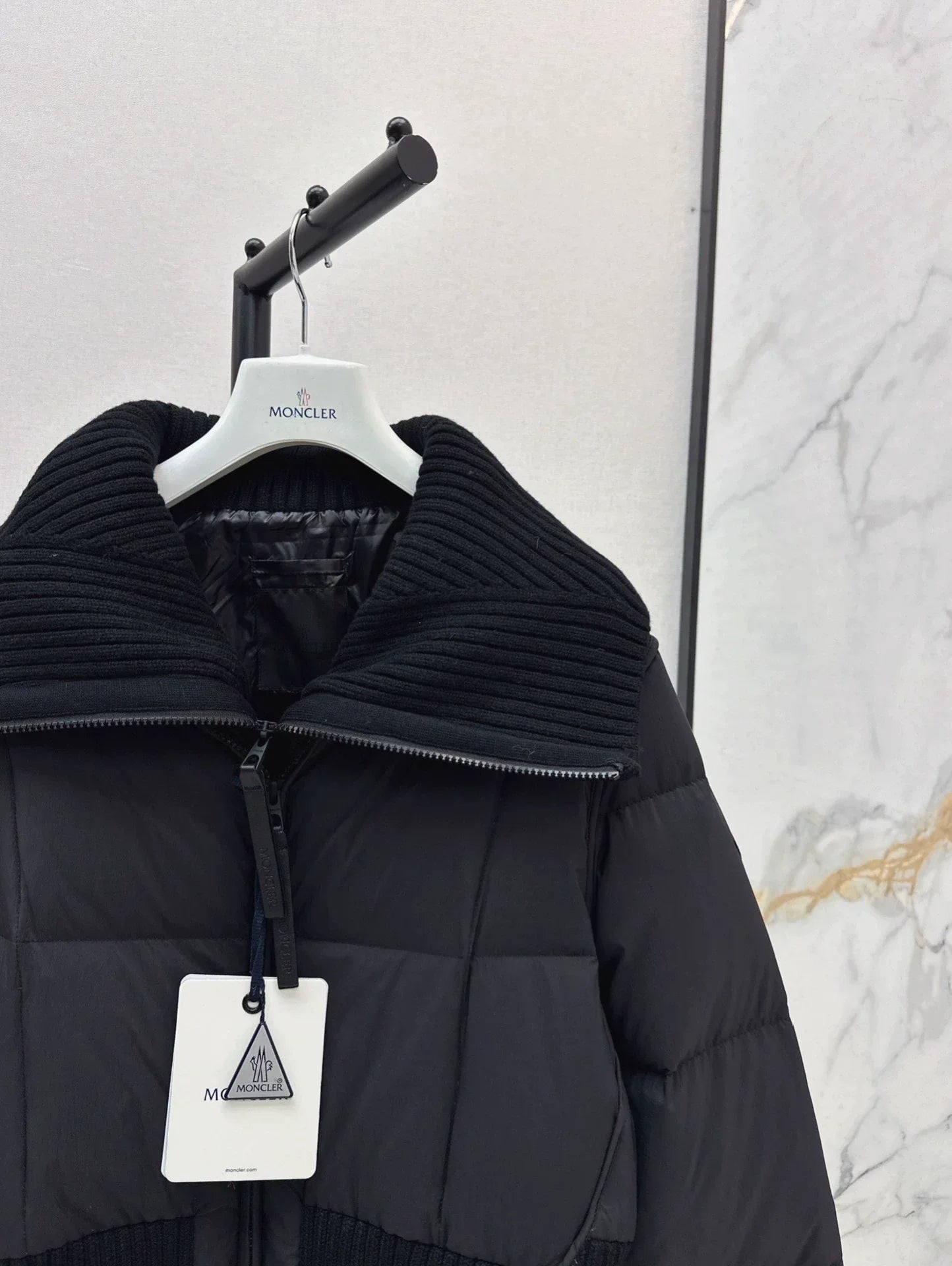 25 Knitted patchwork large collar jacket down jacket