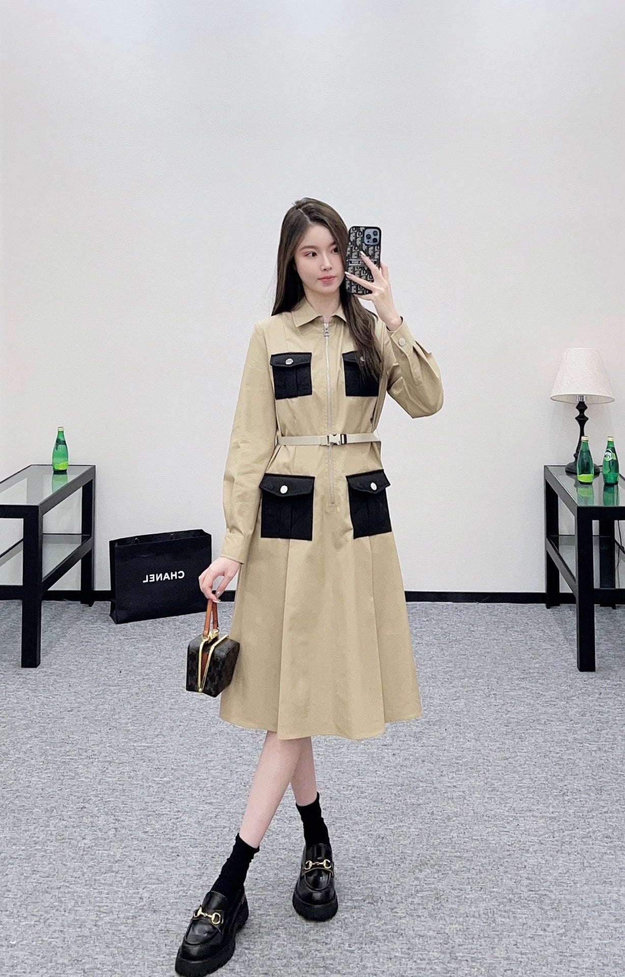 25fw Belt contrasting dress