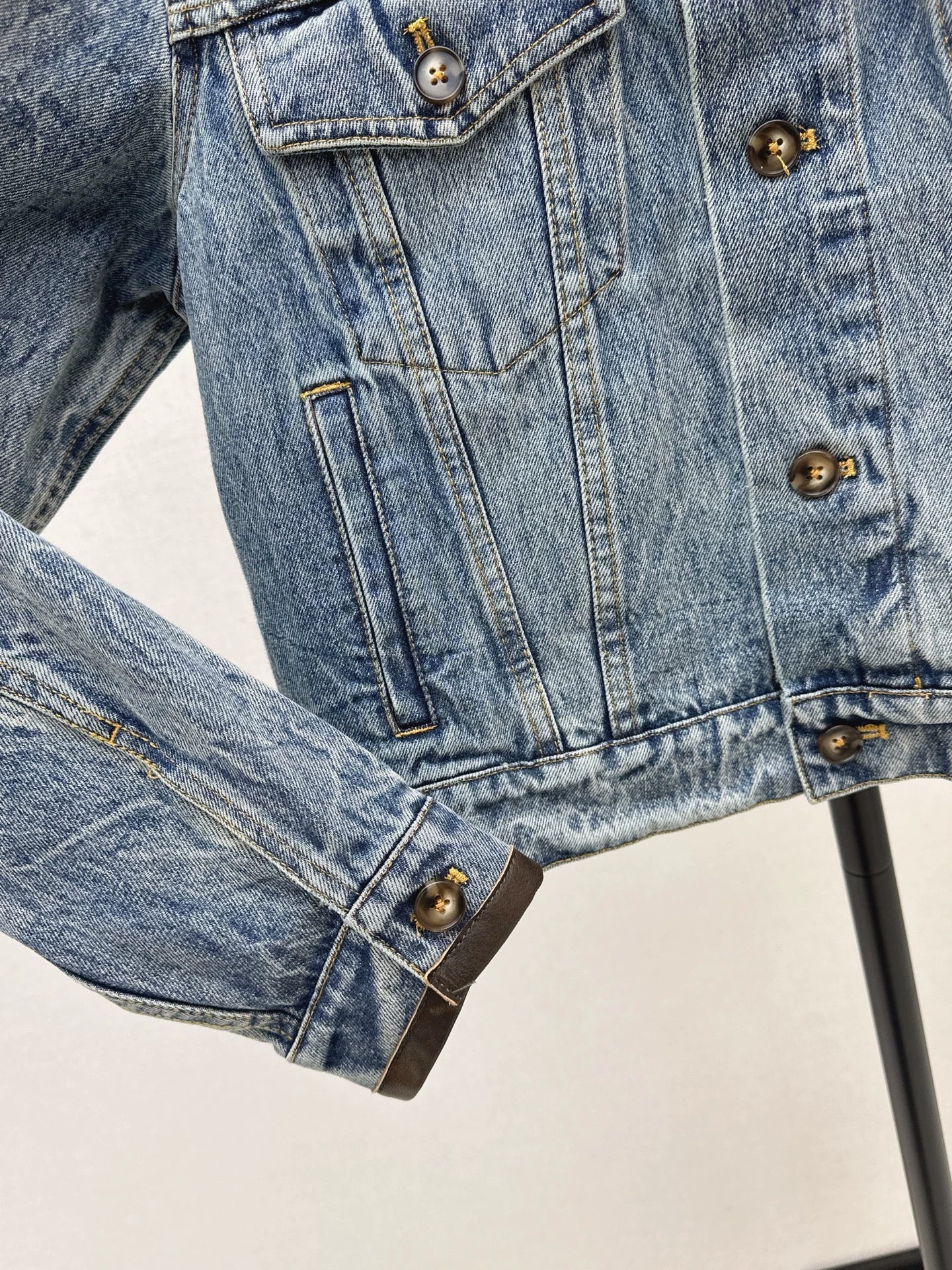 2025 Make a vintage leather collar denim jacket jacket