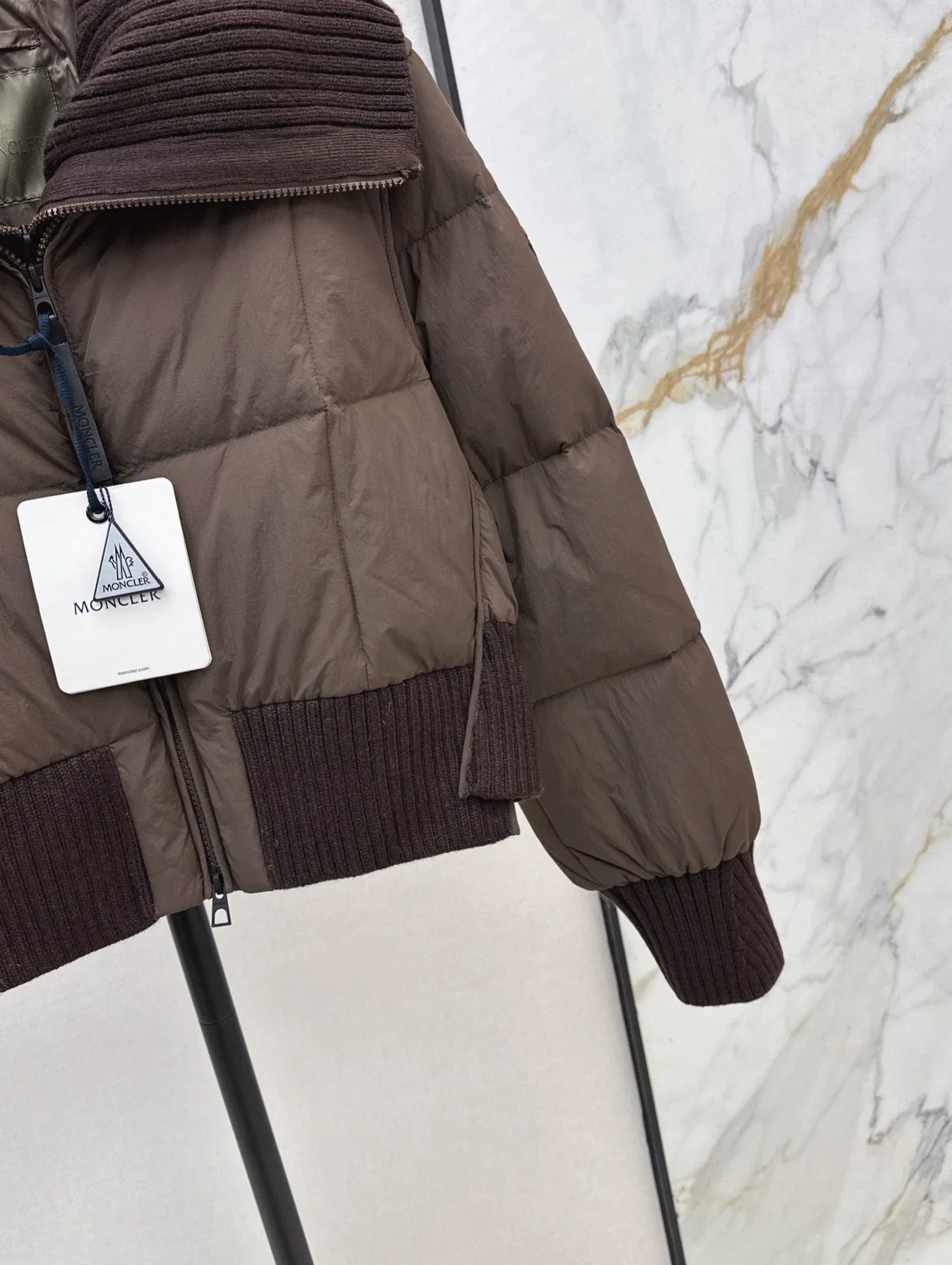 25 Knitted patchwork large collar jacket down jacket