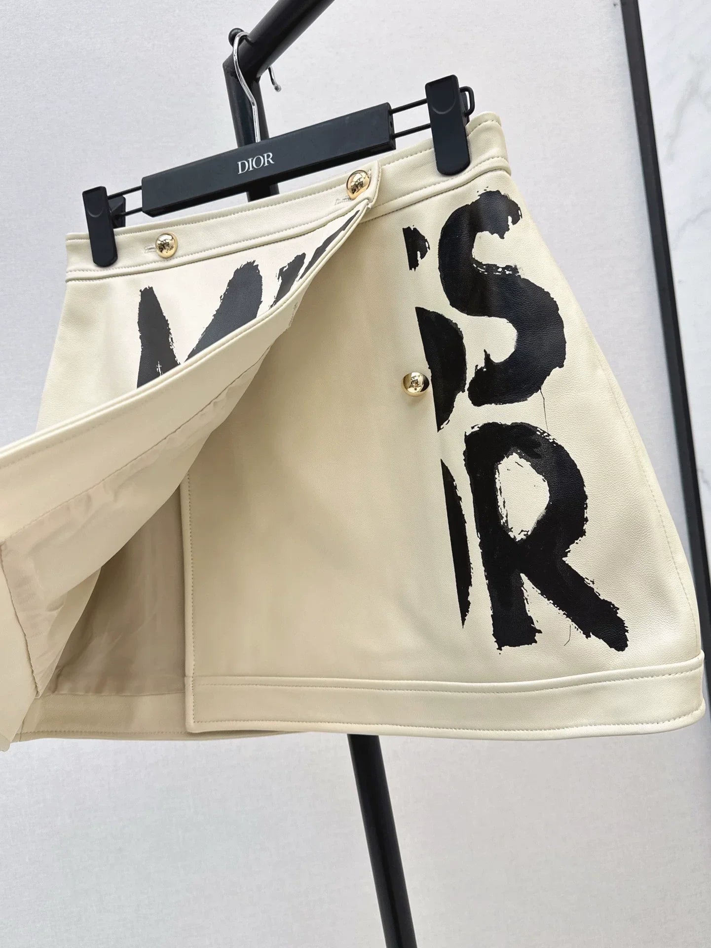 25fw Printed loose leather skirt