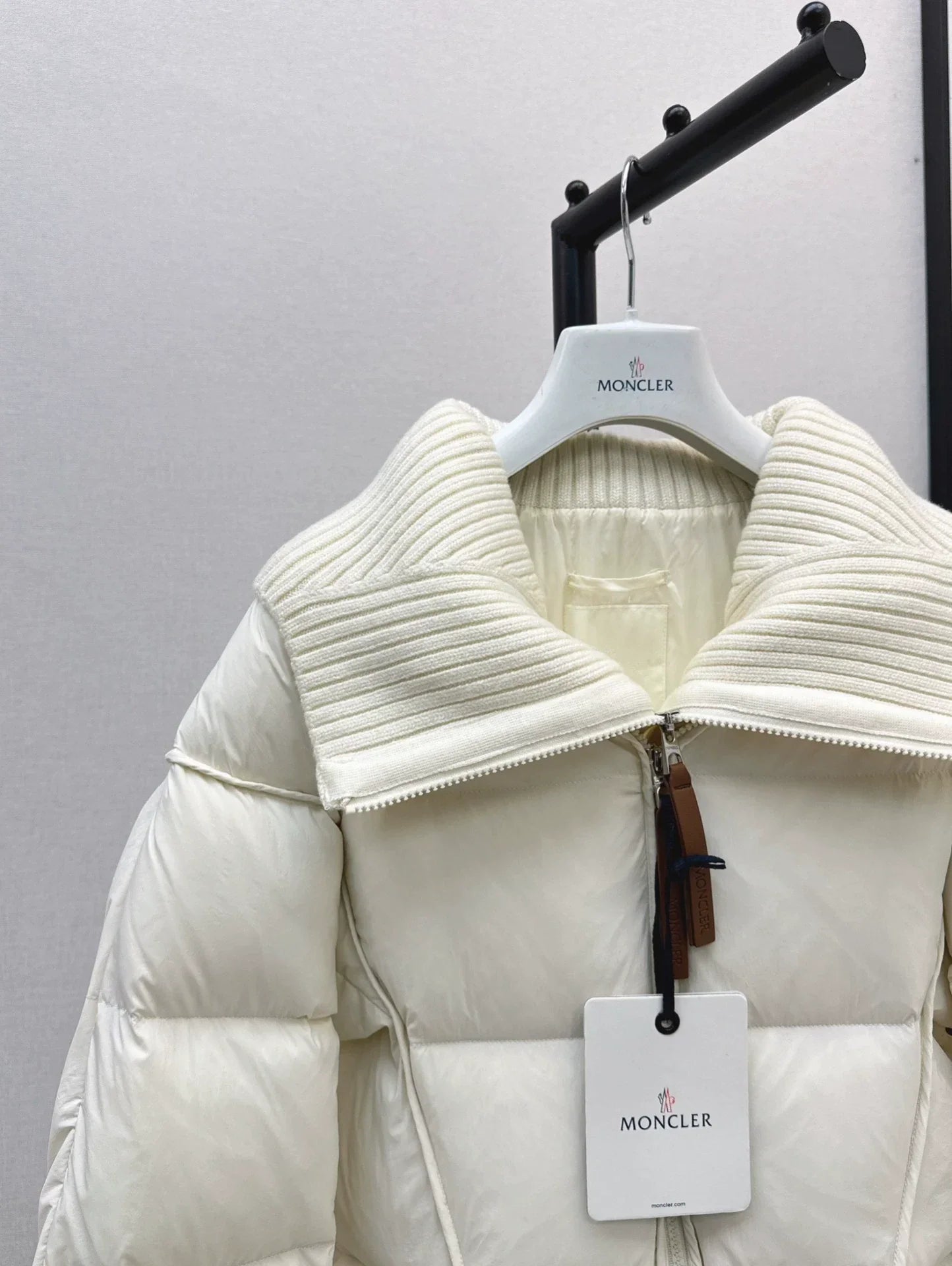 25 Knitted splicing large lapel umbrella shaped long down jacket
