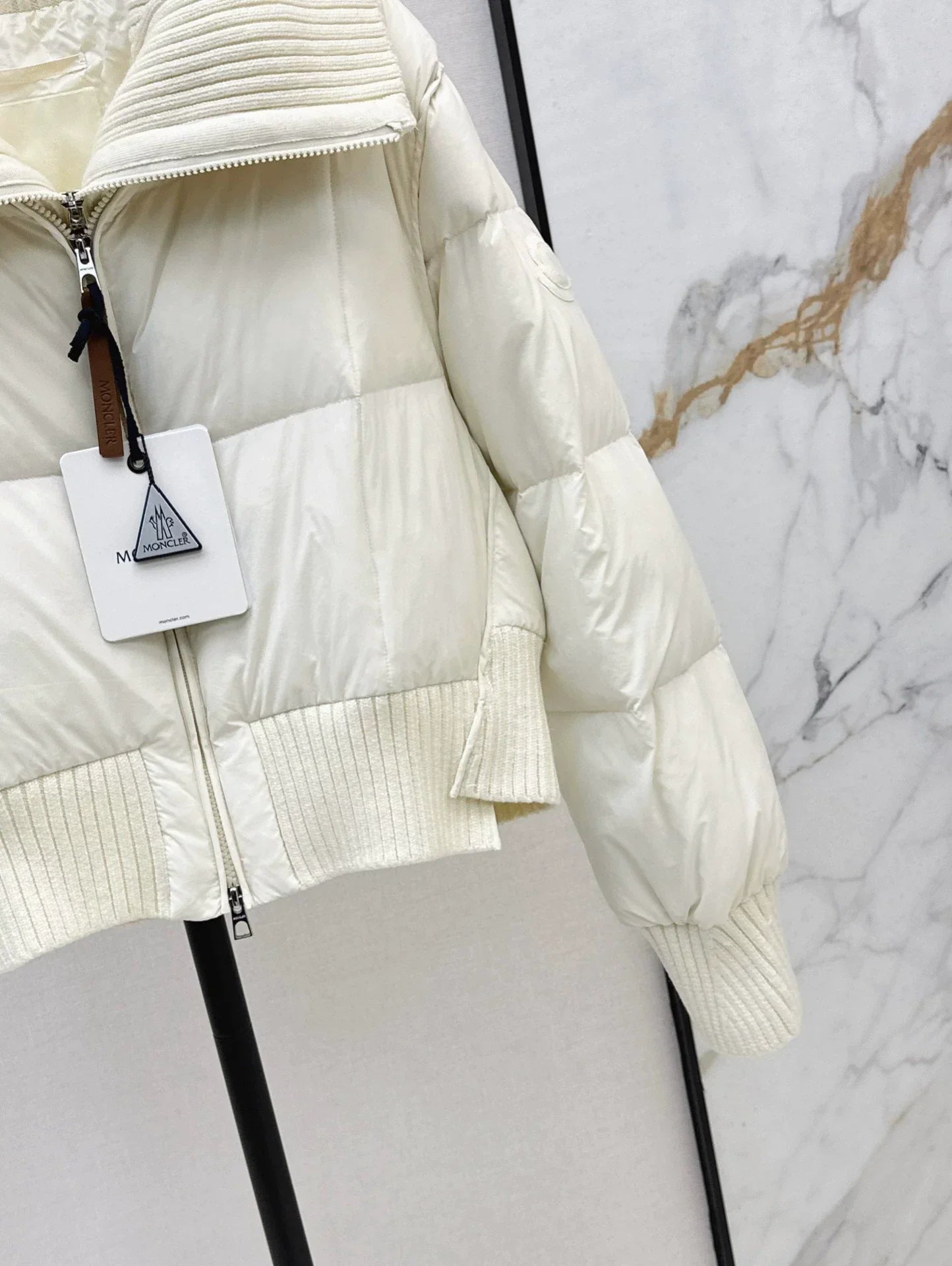 25 Knitted patchwork large collar jacket down jacket
