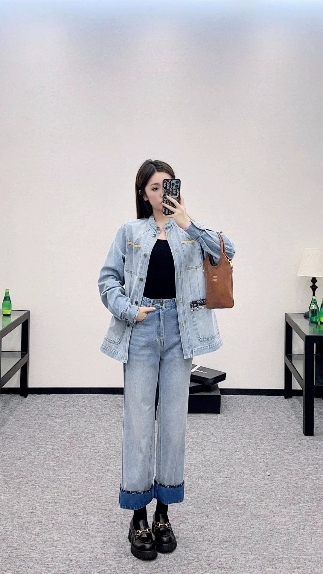 2025 Silhouette floral beaded denim jacket