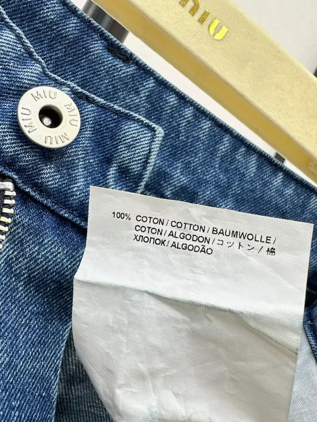 25fw Color blocked denim straight leg pants