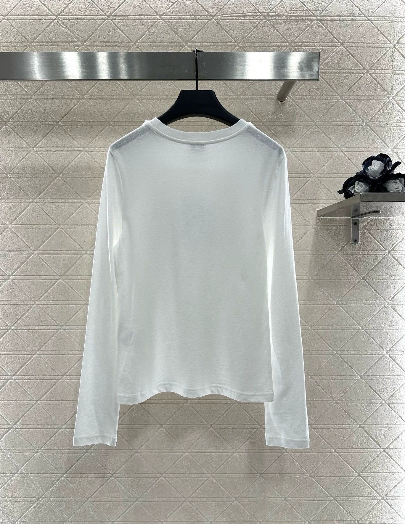 C 25 Rhinestone Beaded Perfume Bottle Crew Neck Bottoming Shirt