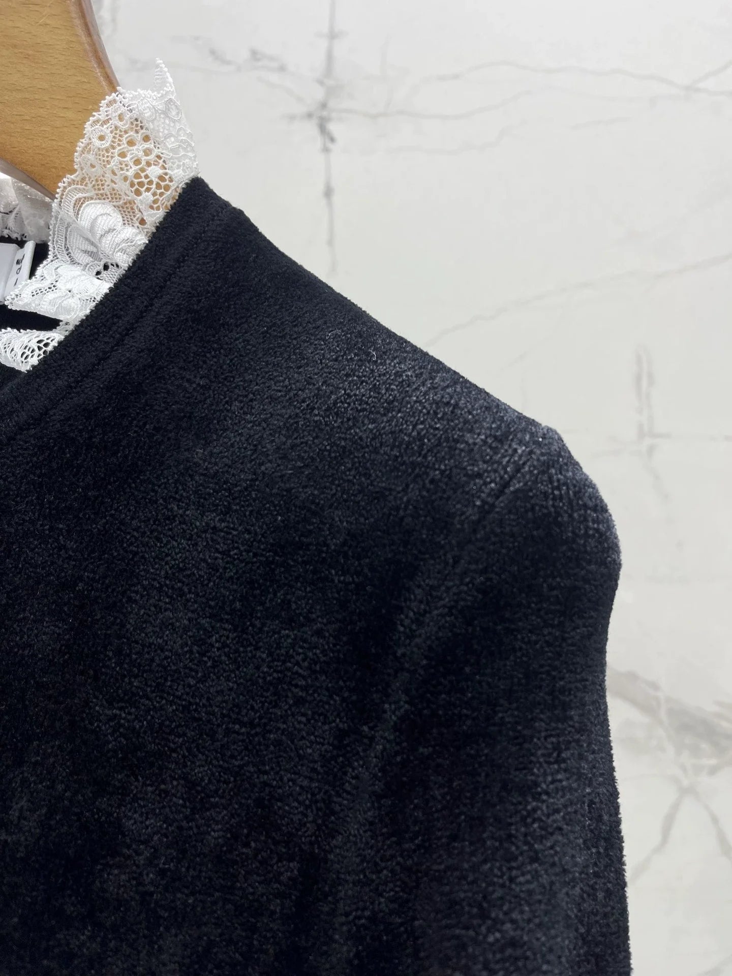 25fw Black diamond velvet chenille knit dress