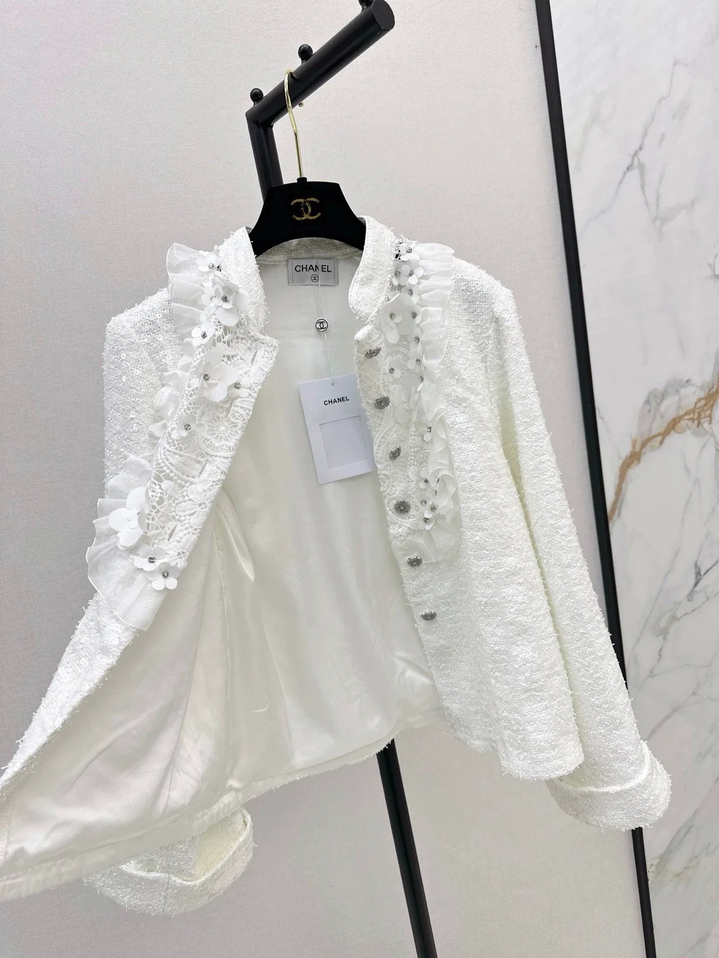 25fw Hundred dimensional flower hollow collar loose silhouette jacket