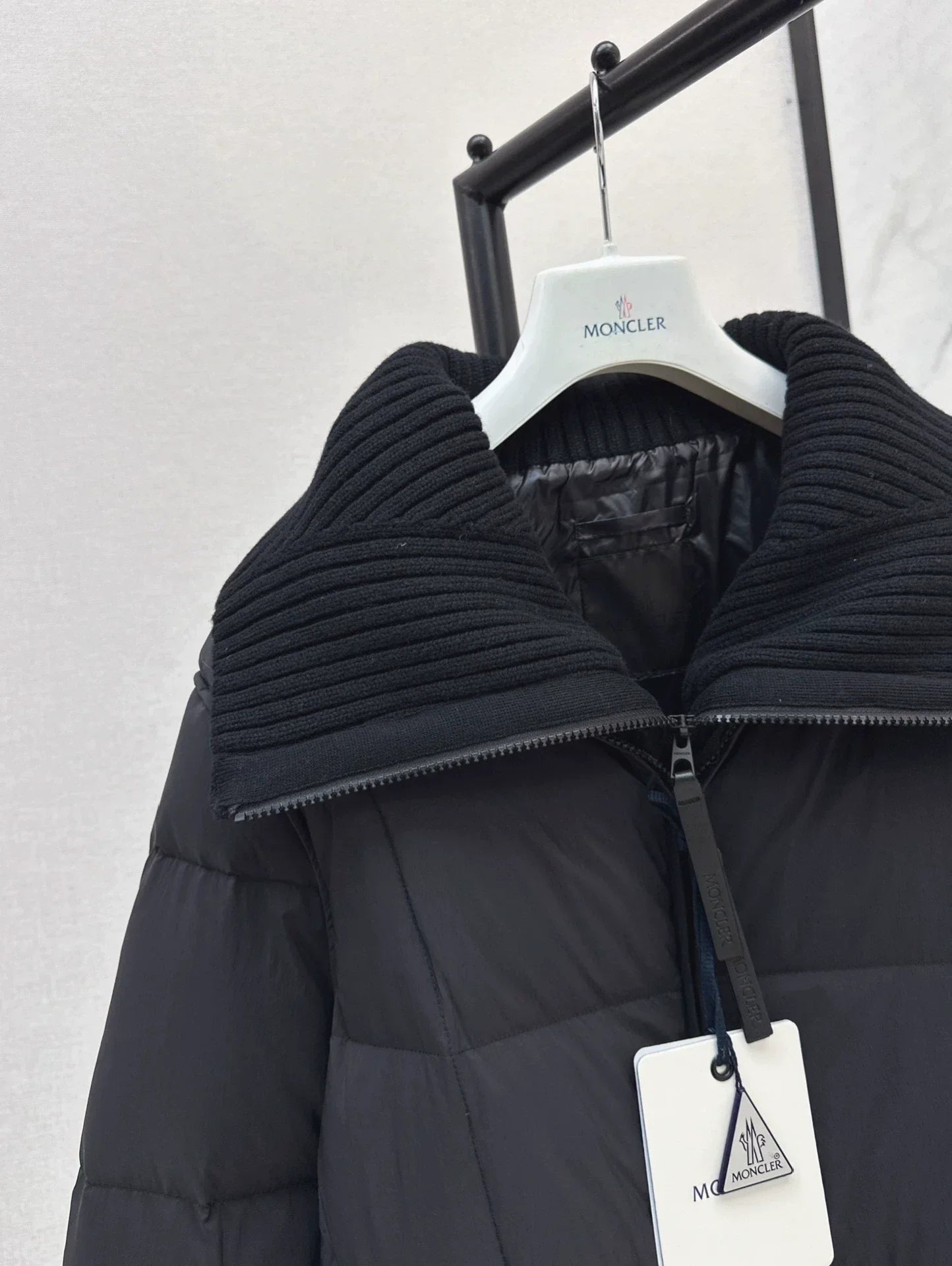 25 Knitted patchwork large collar jacket down jacket