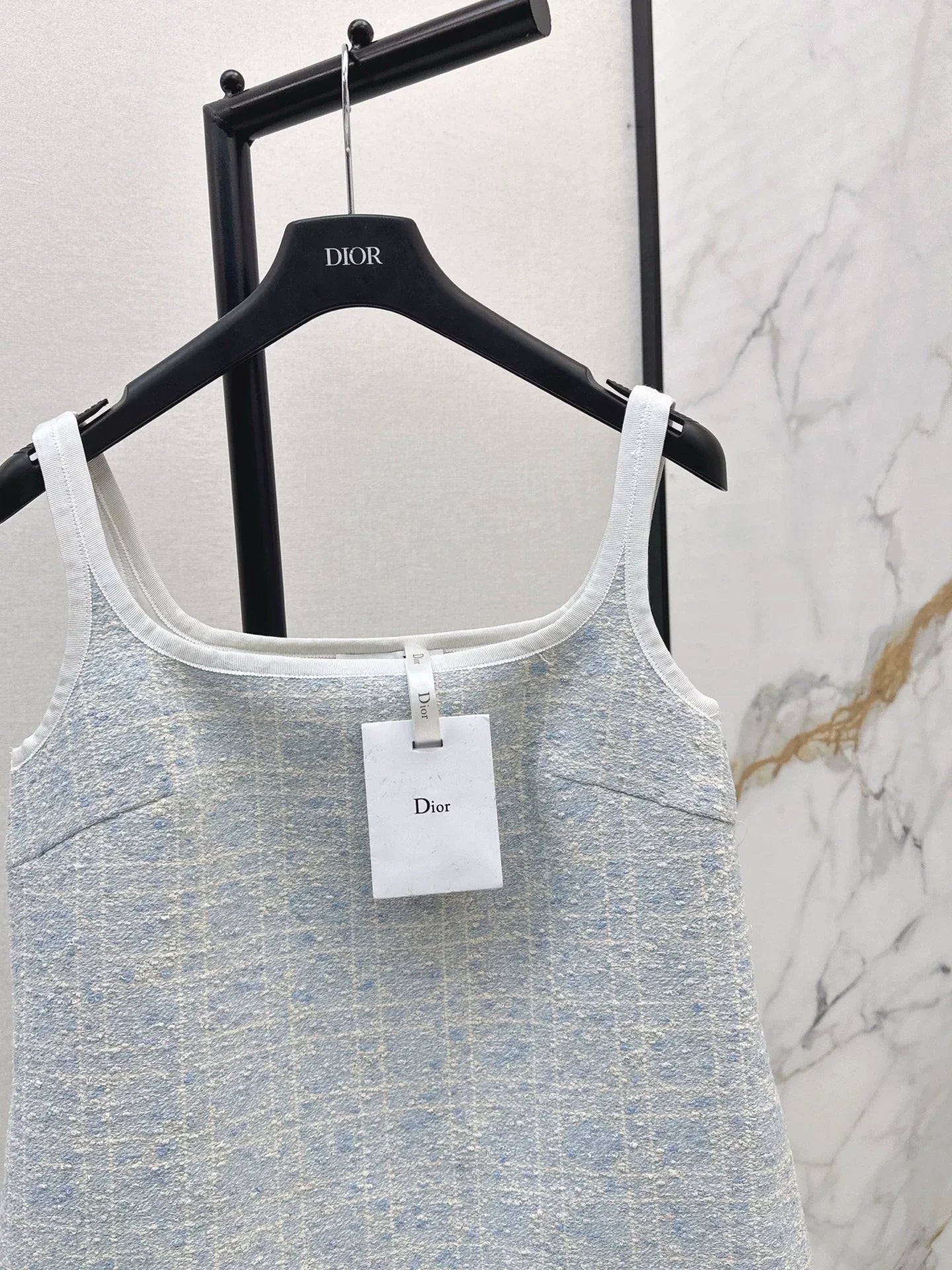 25fw Glacier Blue Vine Grid Strap Dress