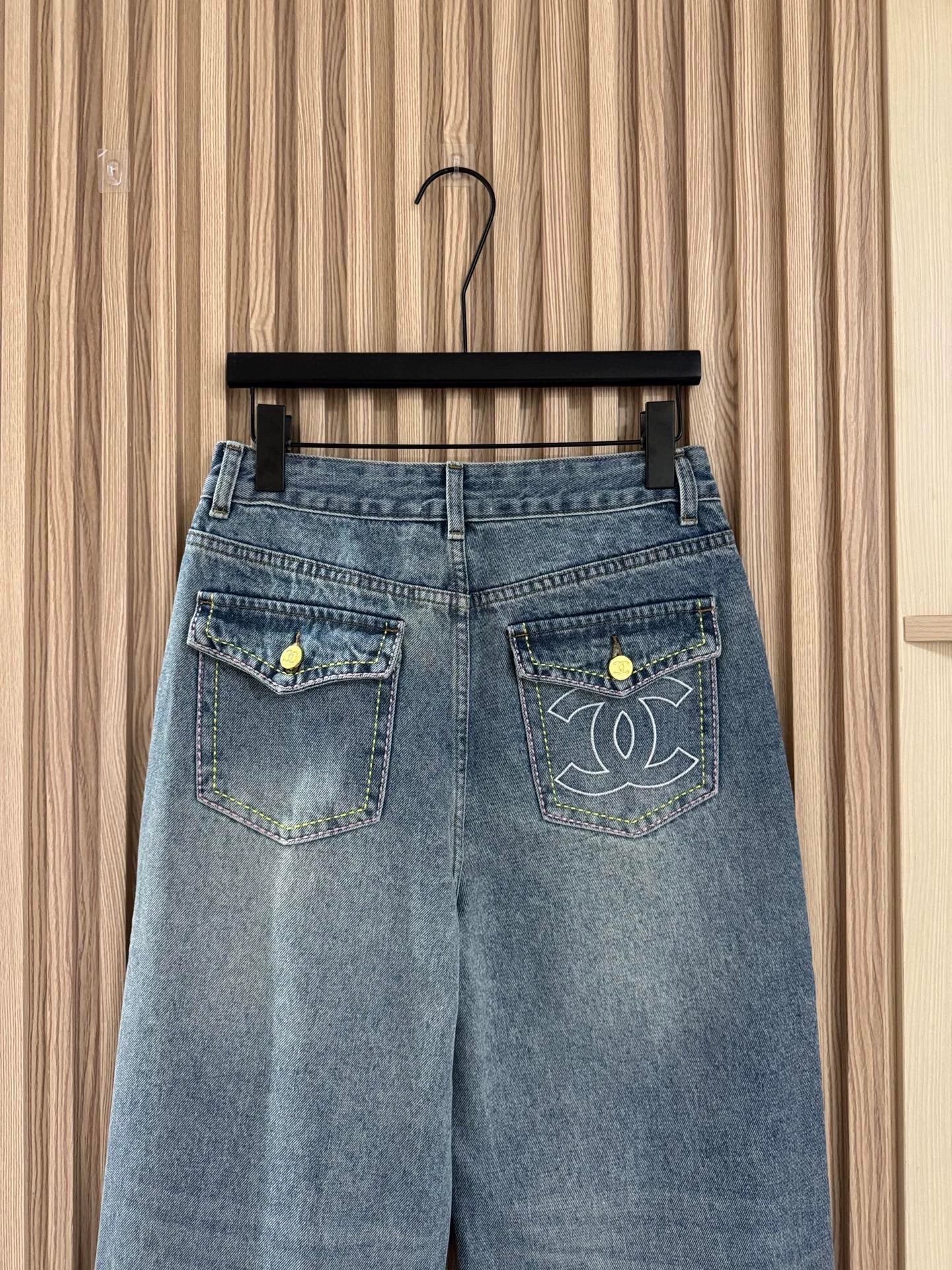 25fw Printed high waisted jeans