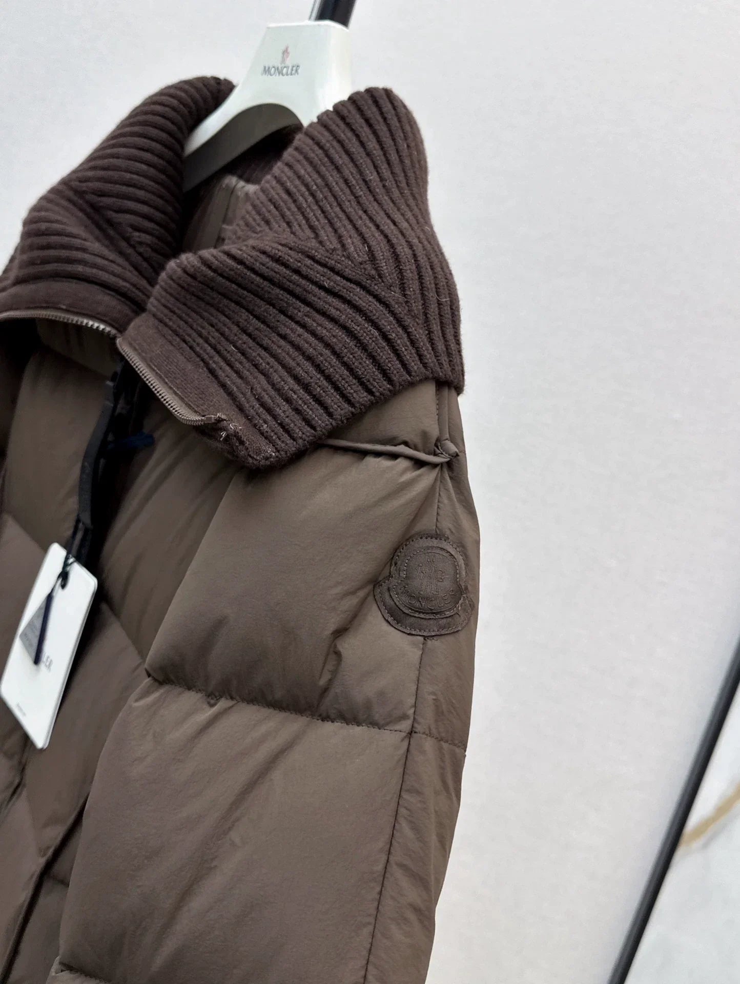 25 Knitted splicing large lapel umbrella shaped long down jacket