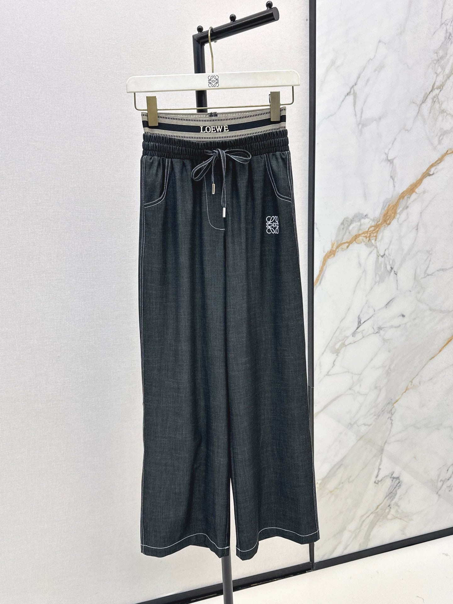 2025 Wide leg straight leg drawstring pants