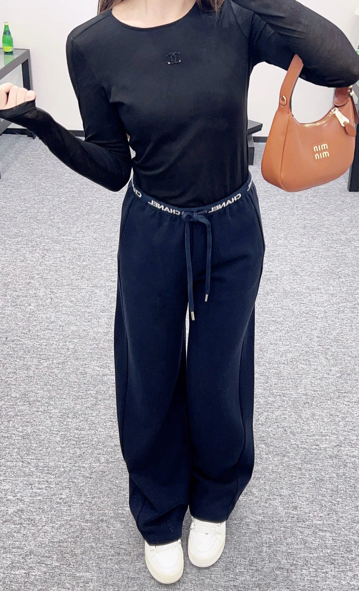 2025 Drawstring webbing wide leg pants