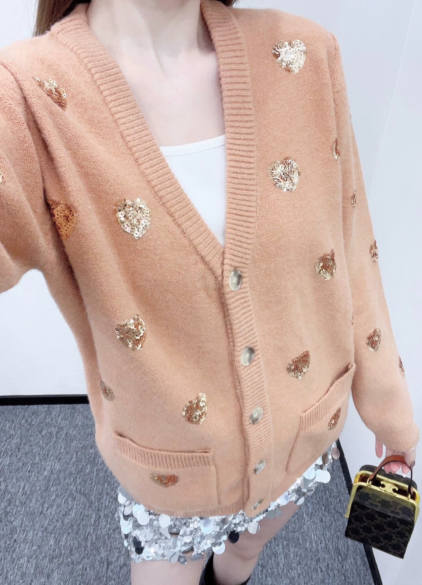 25 Sequin studded knitted cardigan