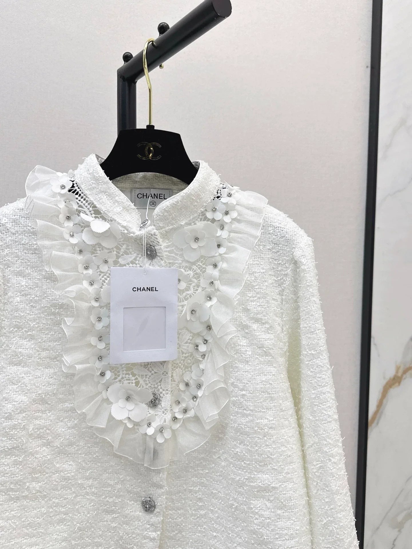 25fw Hundred dimensional flower hollow collar loose silhouette jacket