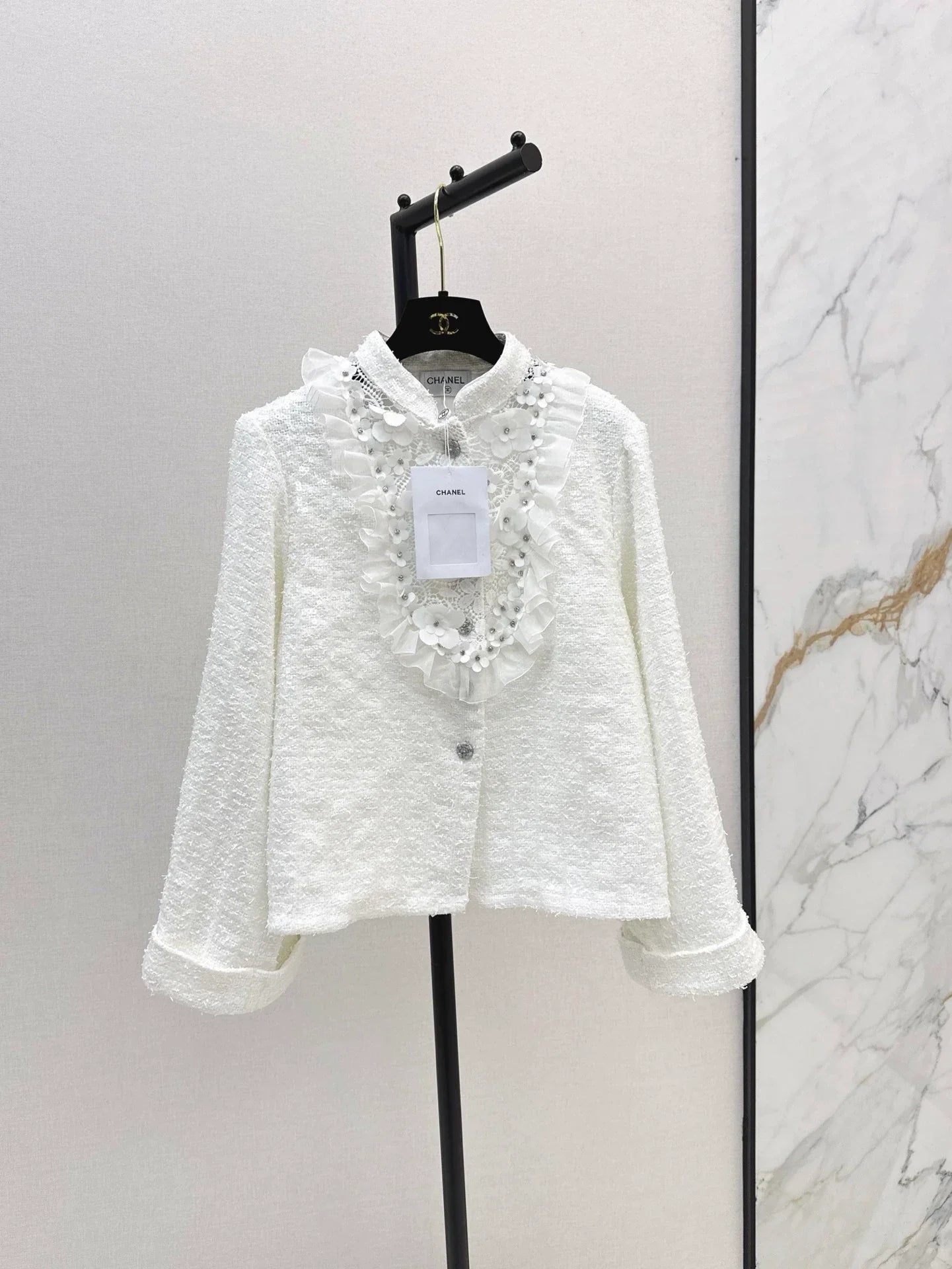 25fw Hundred dimensional flower hollow collar loose silhouette jacket