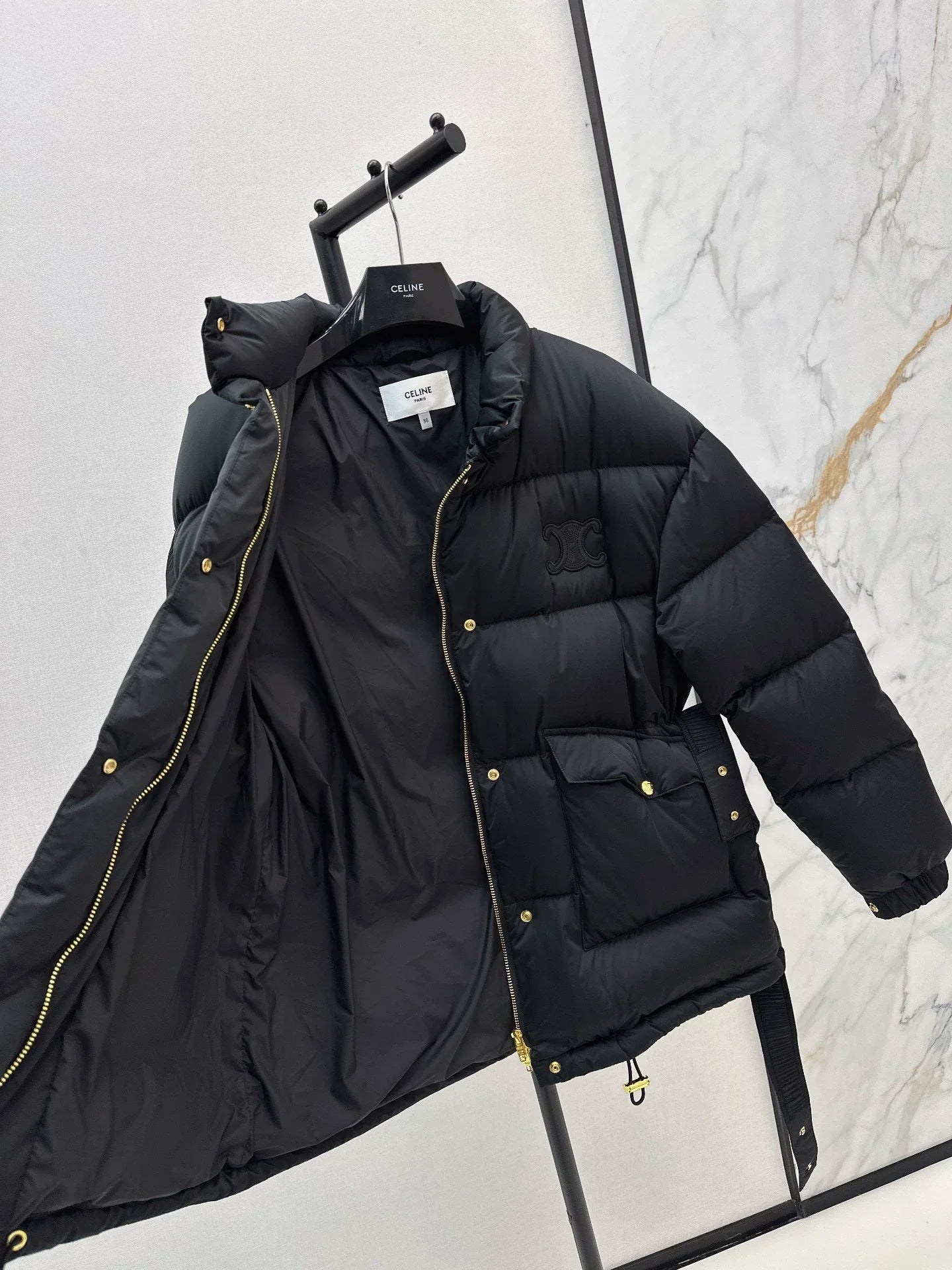 25fw Stand collar waisted down jacket