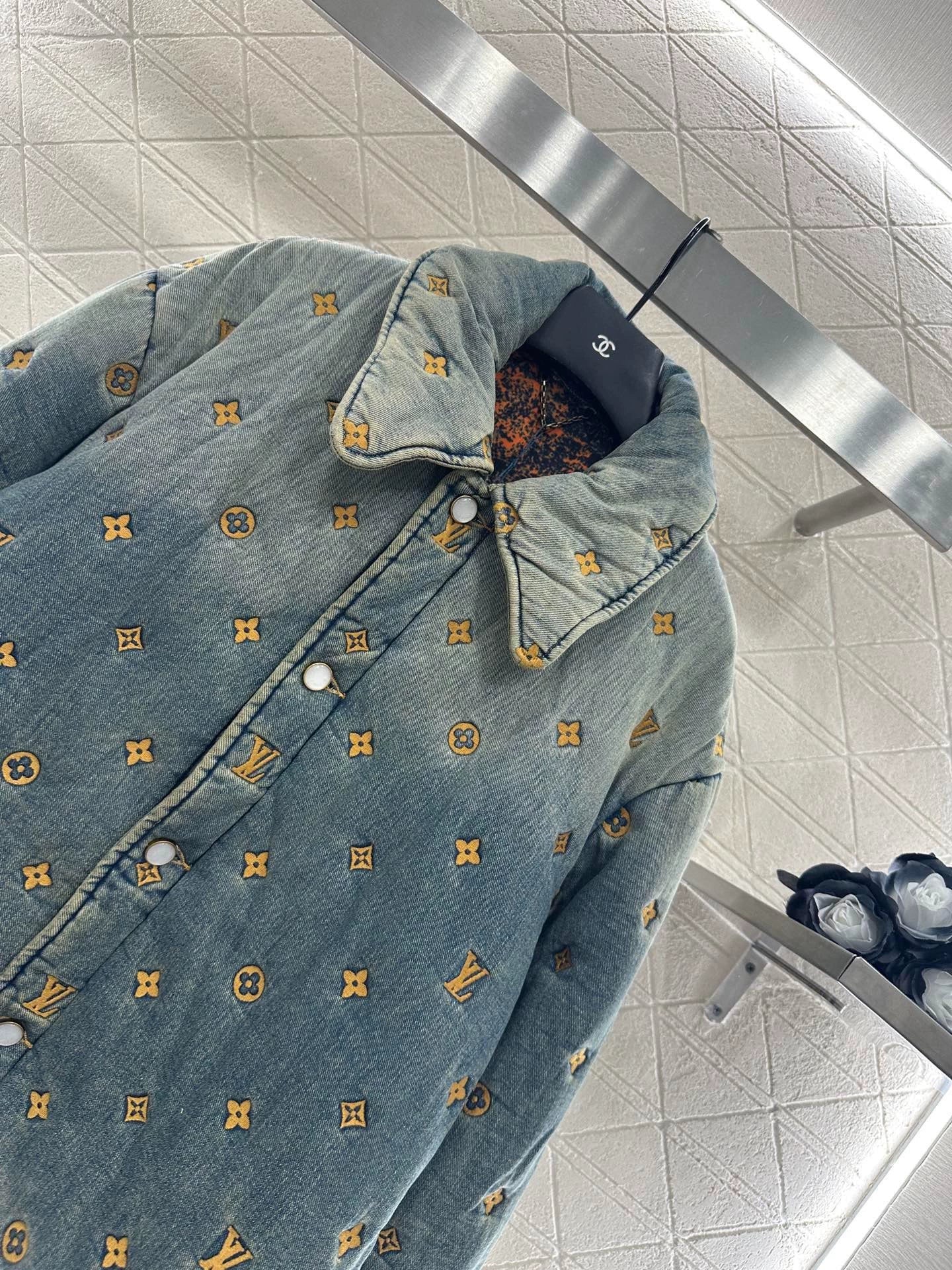 L 25 jacquard padded denim jacket