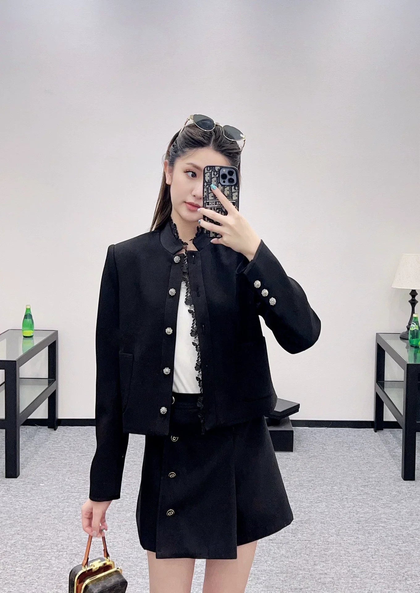 25fw Stand-up collar, water-soluble lace blazer.