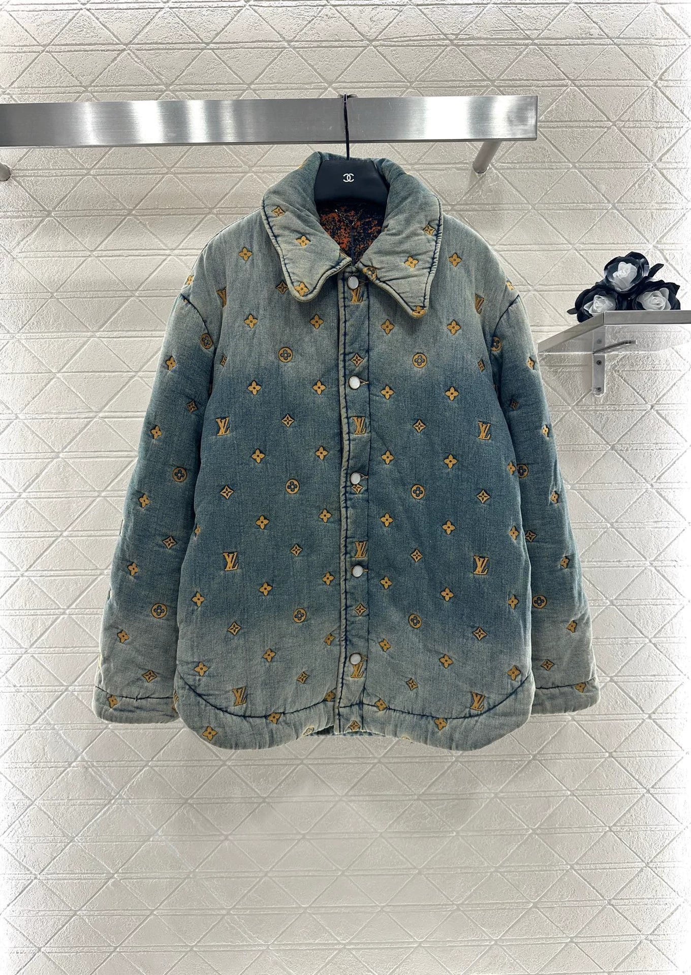 L 25 jacquard padded denim jacket