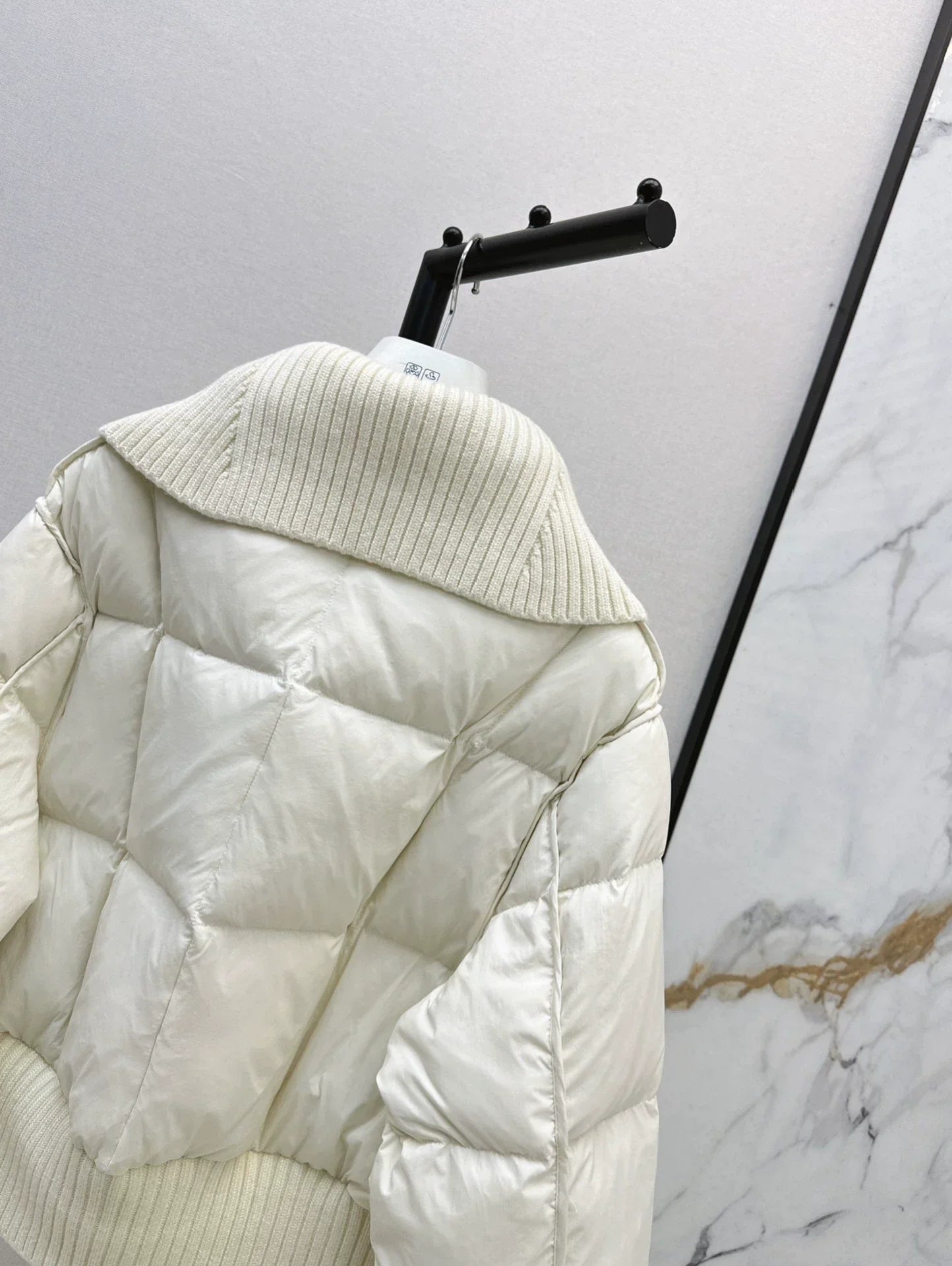 25 Knitted patchwork large collar jacket down jacket