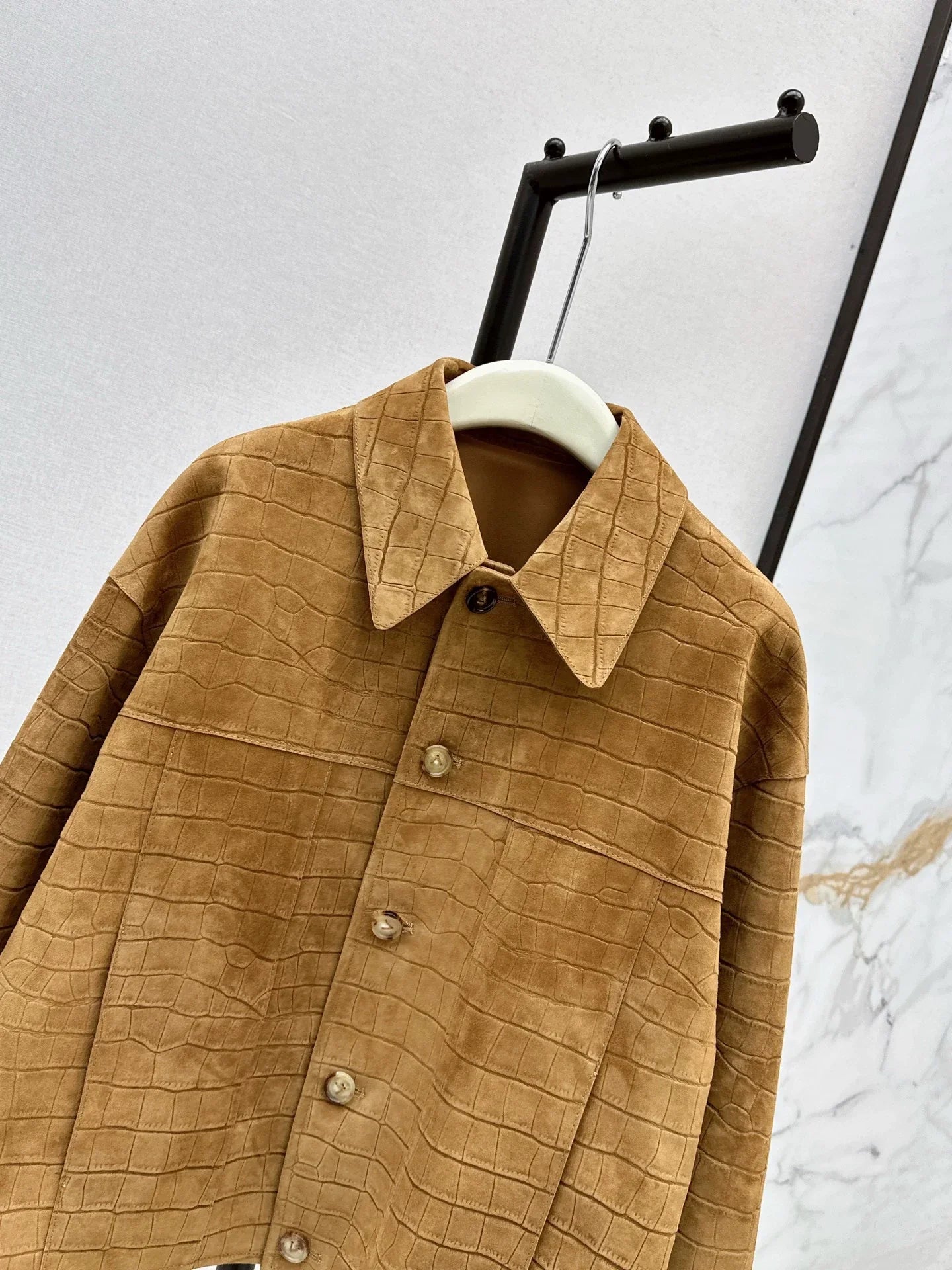 25fw Crocodile patterned suede collar jacket