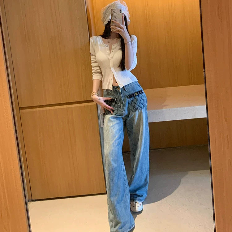 25fw Camellia diamond patterned jeans