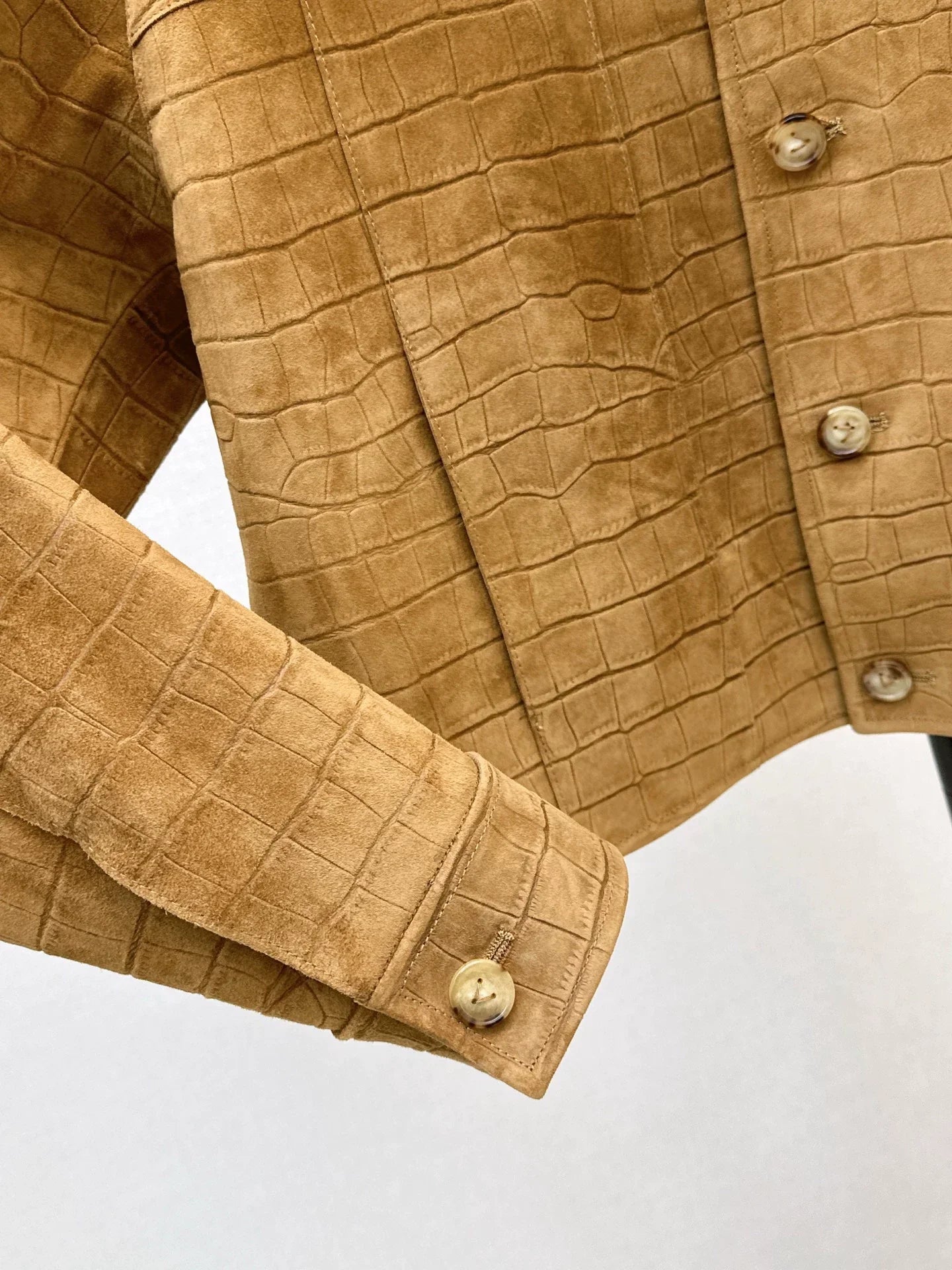 25fw Crocodile patterned suede collar jacket