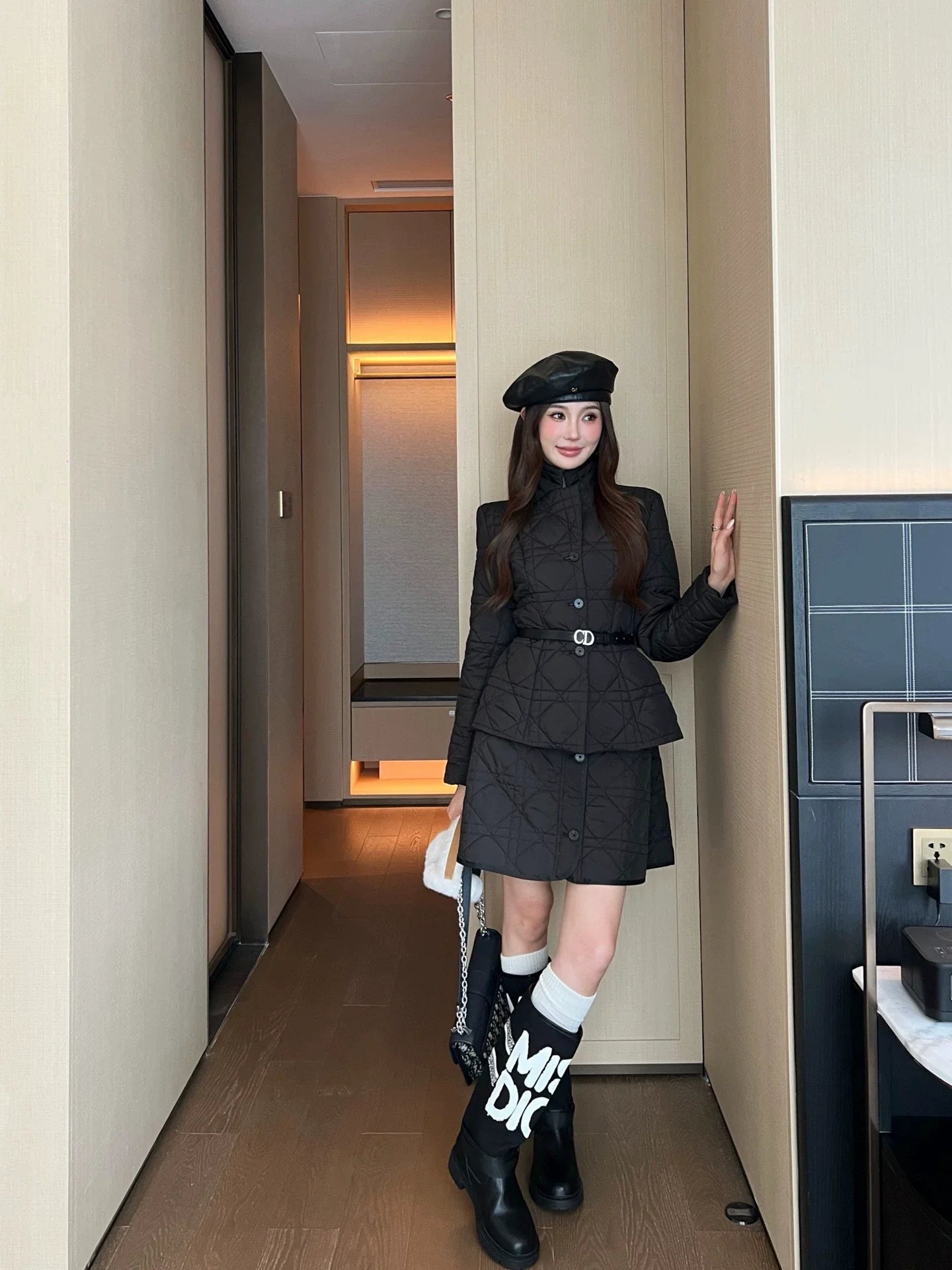 25fw Cotton padded short skirt