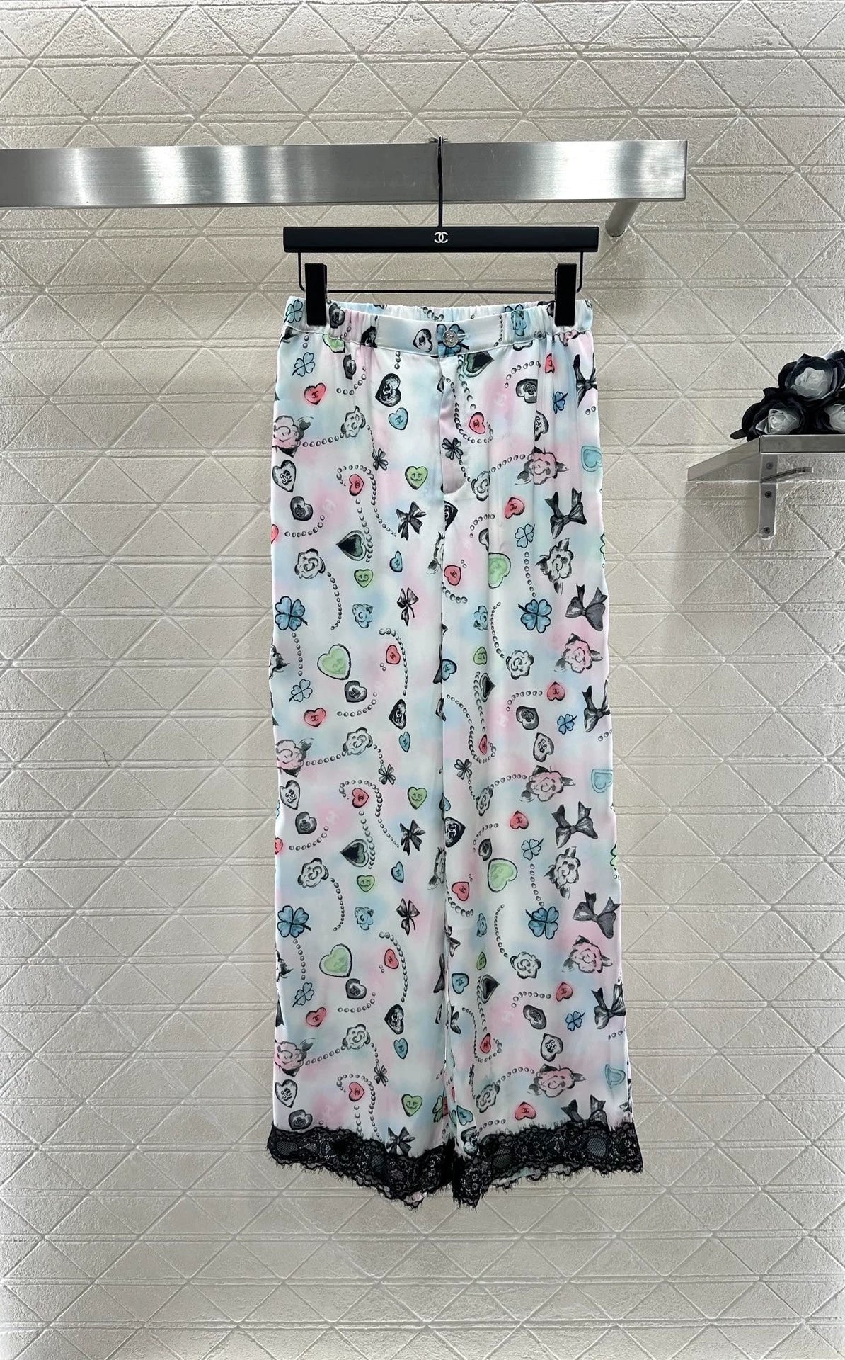 C 25 Reactive Print Lace Shirt and Pant Set