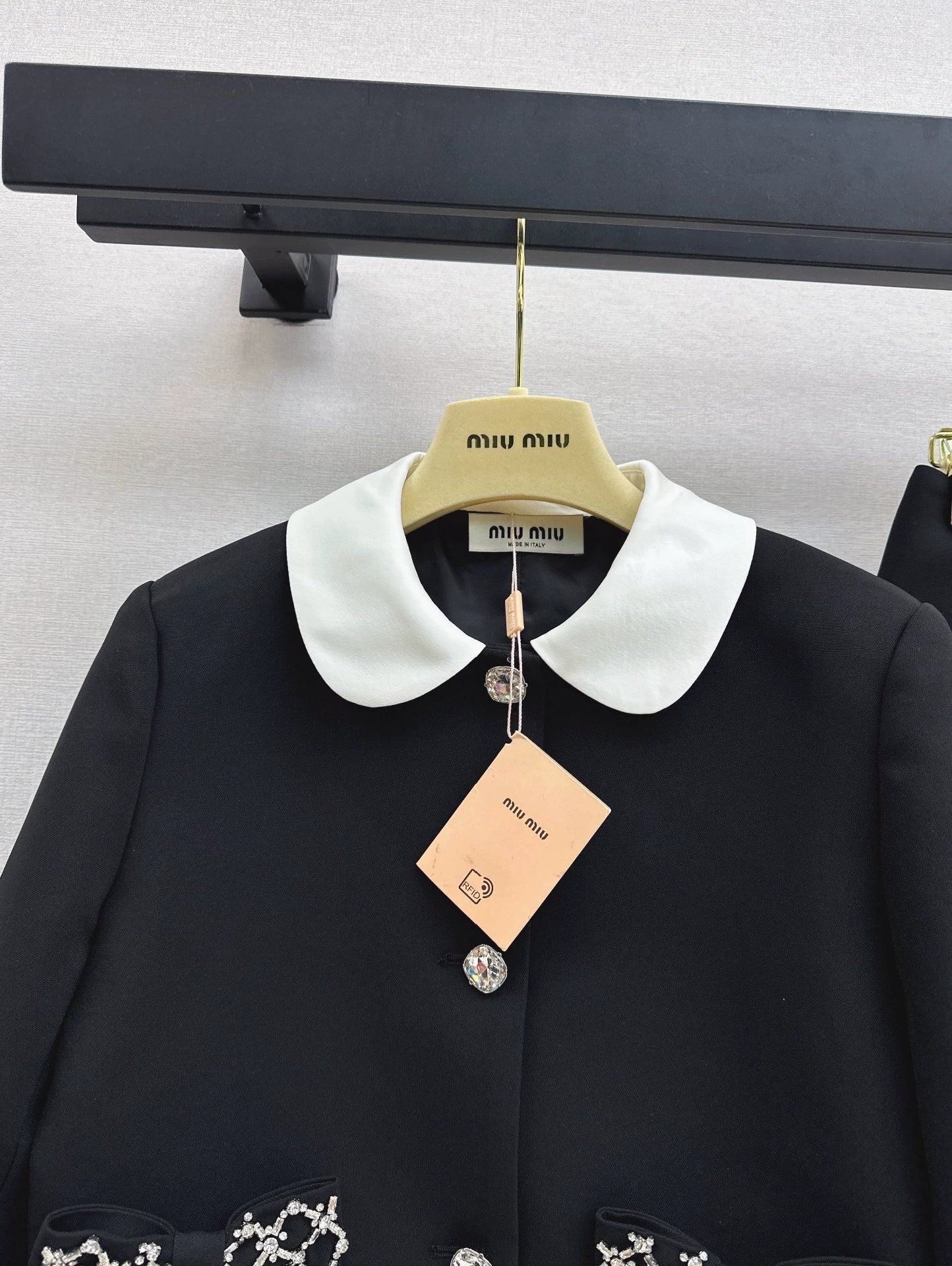 25fw Bow decoration pocket lapel jacket+skirt