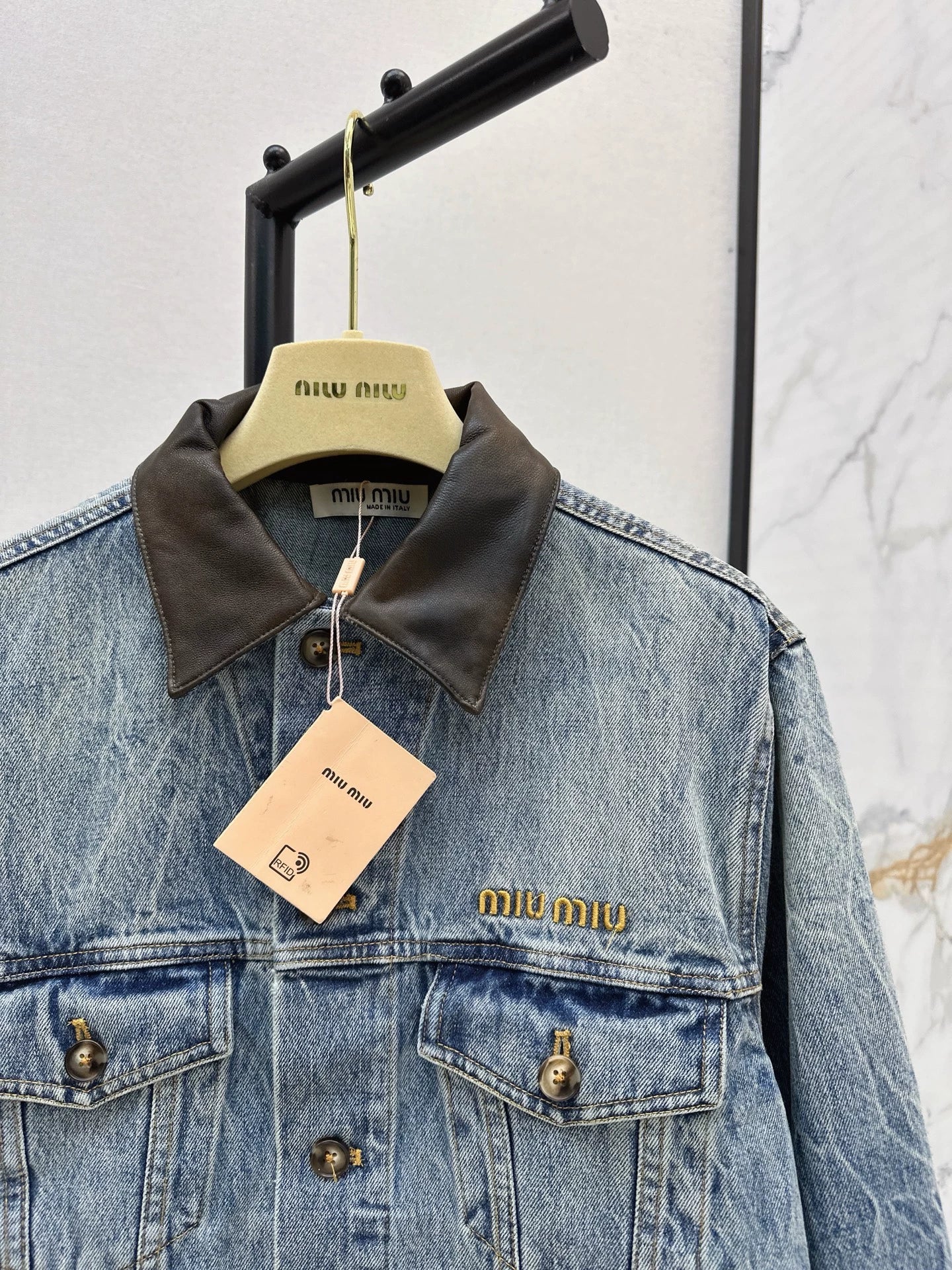 2025 Make a vintage leather collar denim jacket jacket