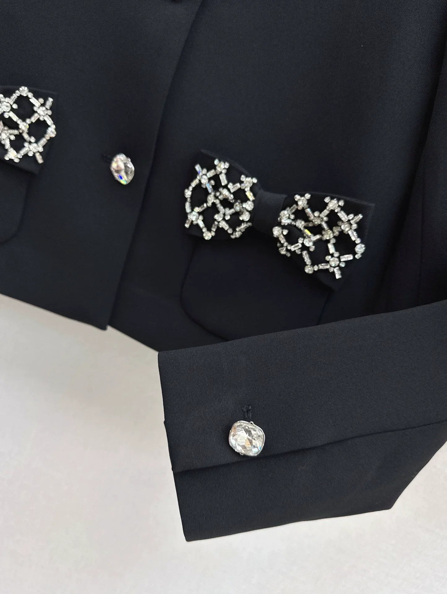 25fw Bow decoration pocket lapel jacket+skirt