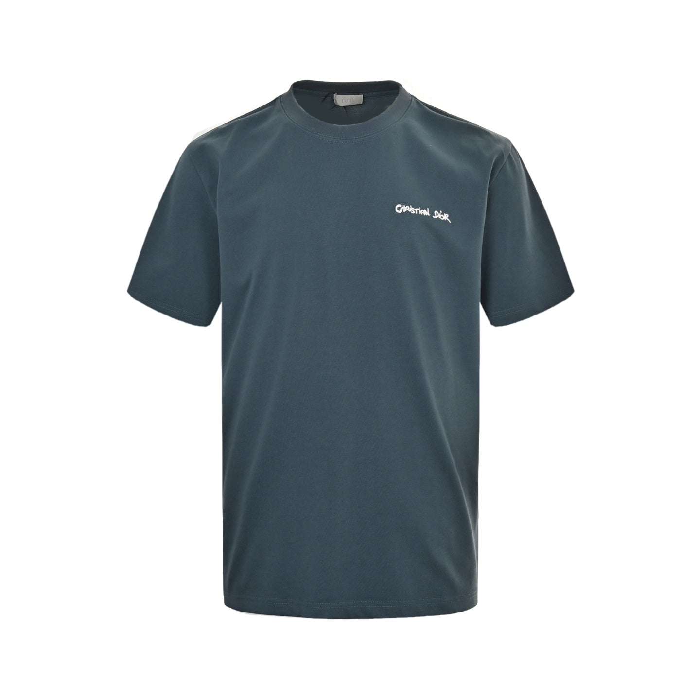 cursive signature embroidered lettering short sleeves