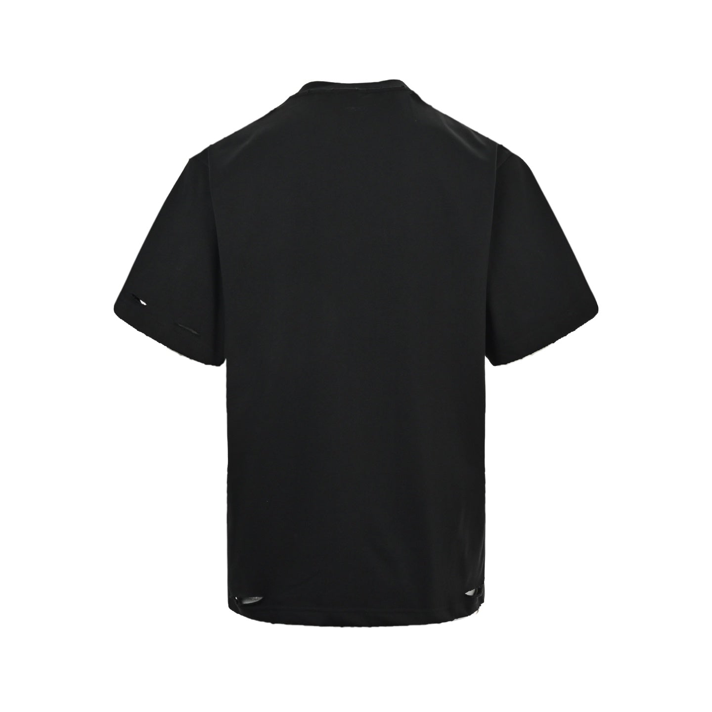 Eye chart knife cuts holes in short sleeves