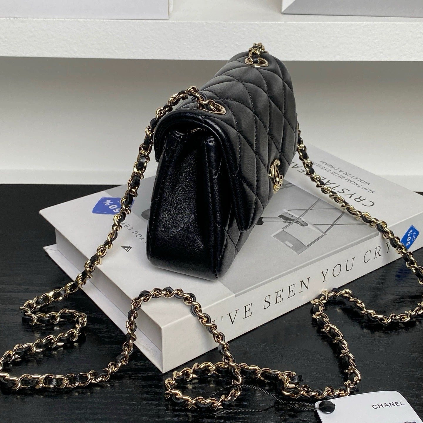 mini black lambskin chain bag