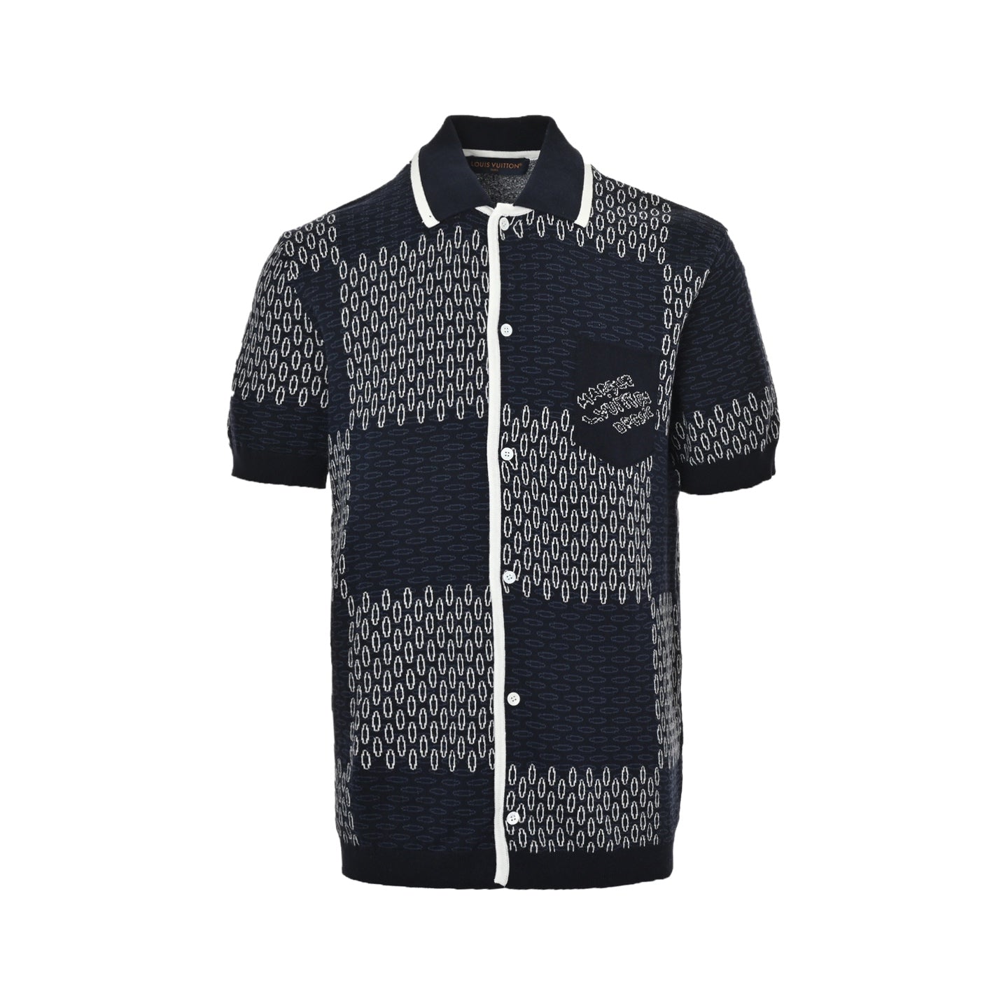 25ss checkerboard knitted short sleeve cardigan
